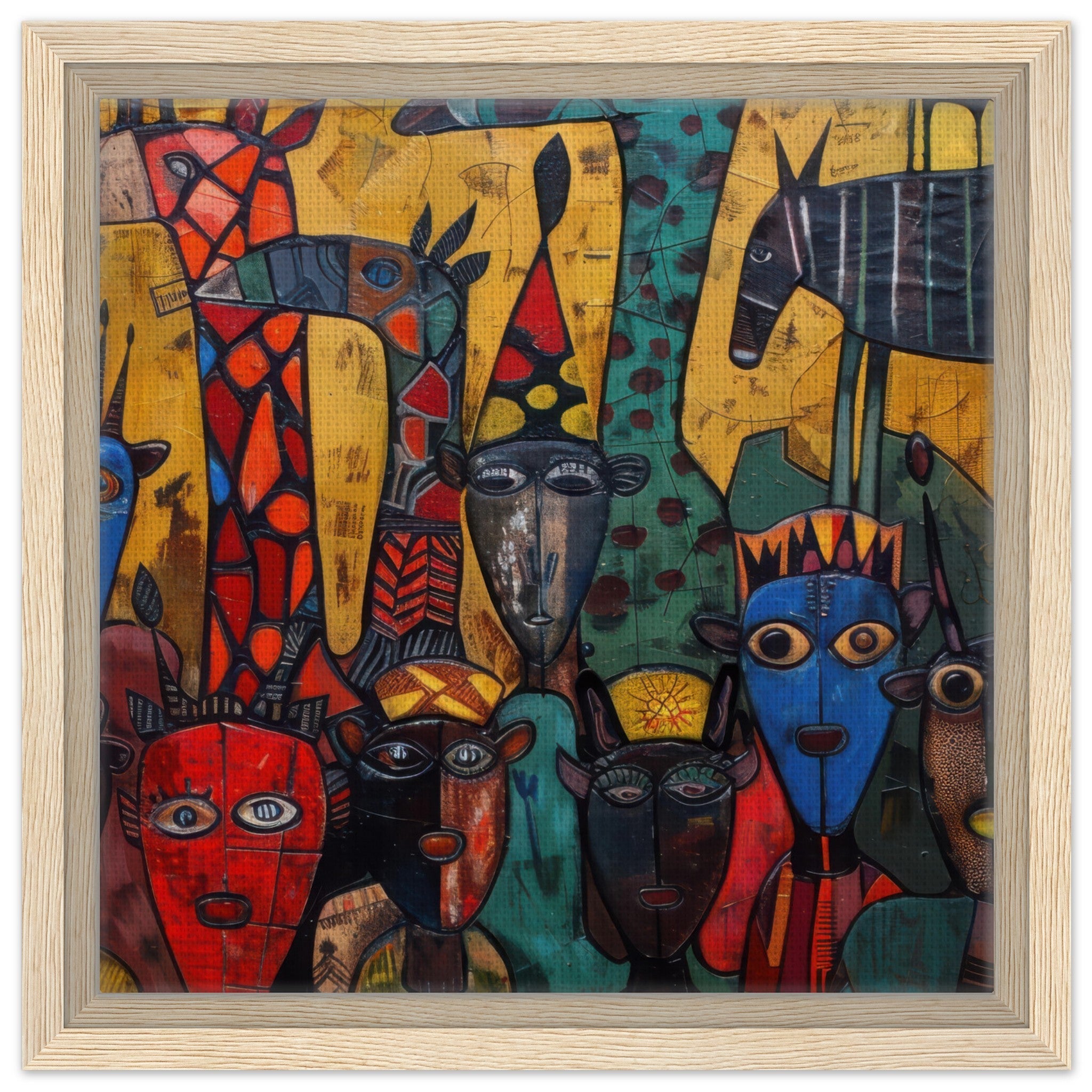 Framed Canvas Square - Expressionism art style Ugandas ancestors 4 - Shop Ai Art WebShop - Digital Art online Store