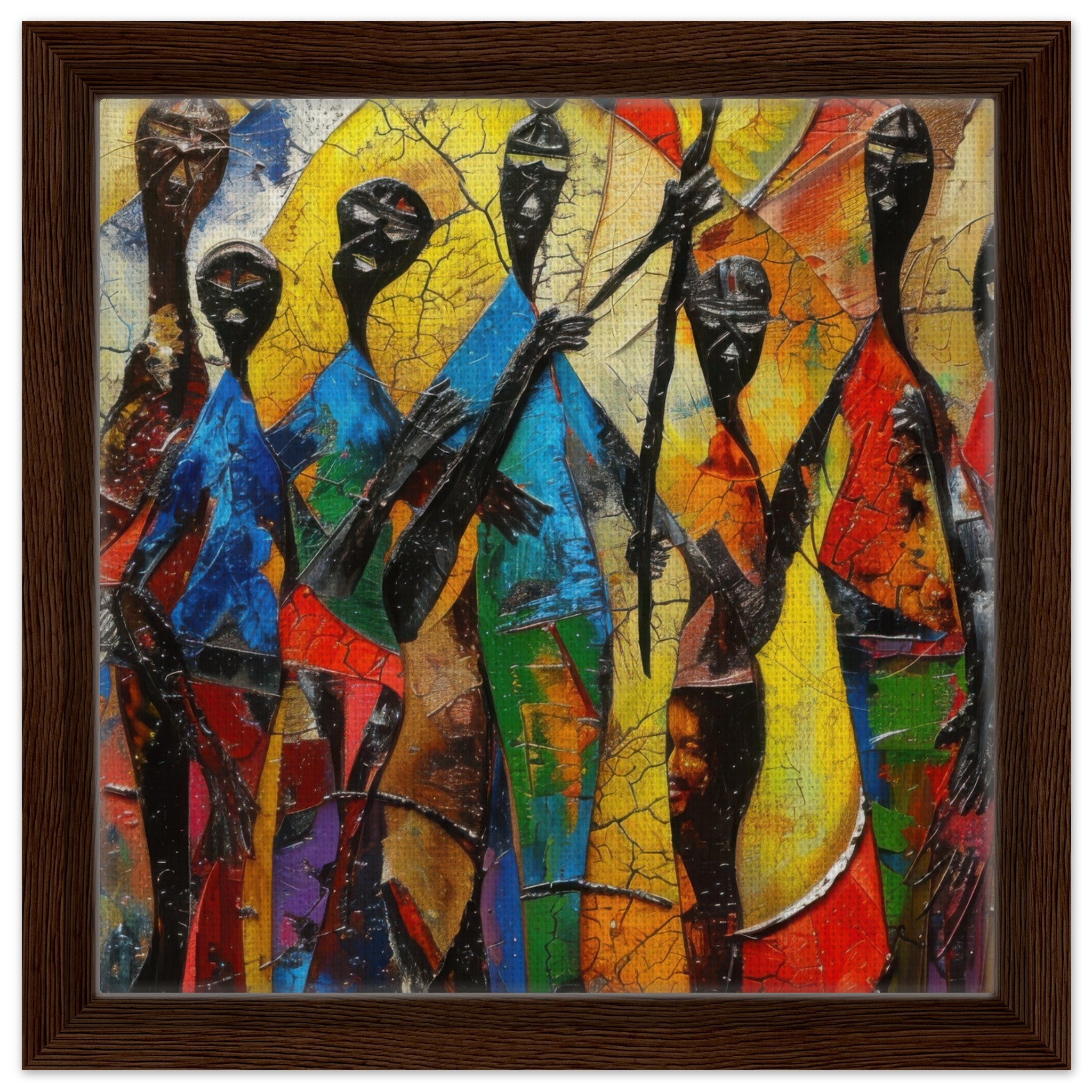 Framed Canvas Square - Expressionism art style Ugandas ancestors - Shop Ai Art WebShop - Digital Art online Store
