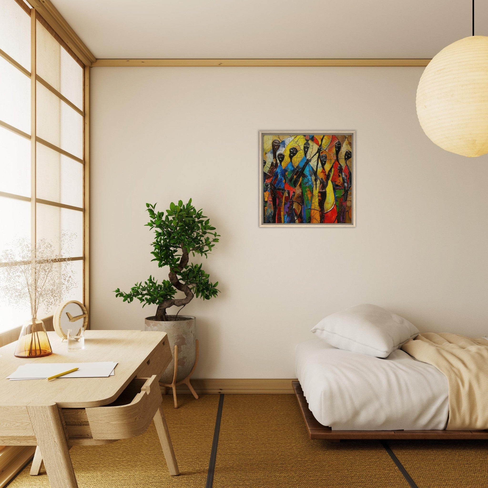 Framed Canvas Square - Expressionism art style Ugandas ancestors - Shop Ai Art WebShop - Digital Art online Store