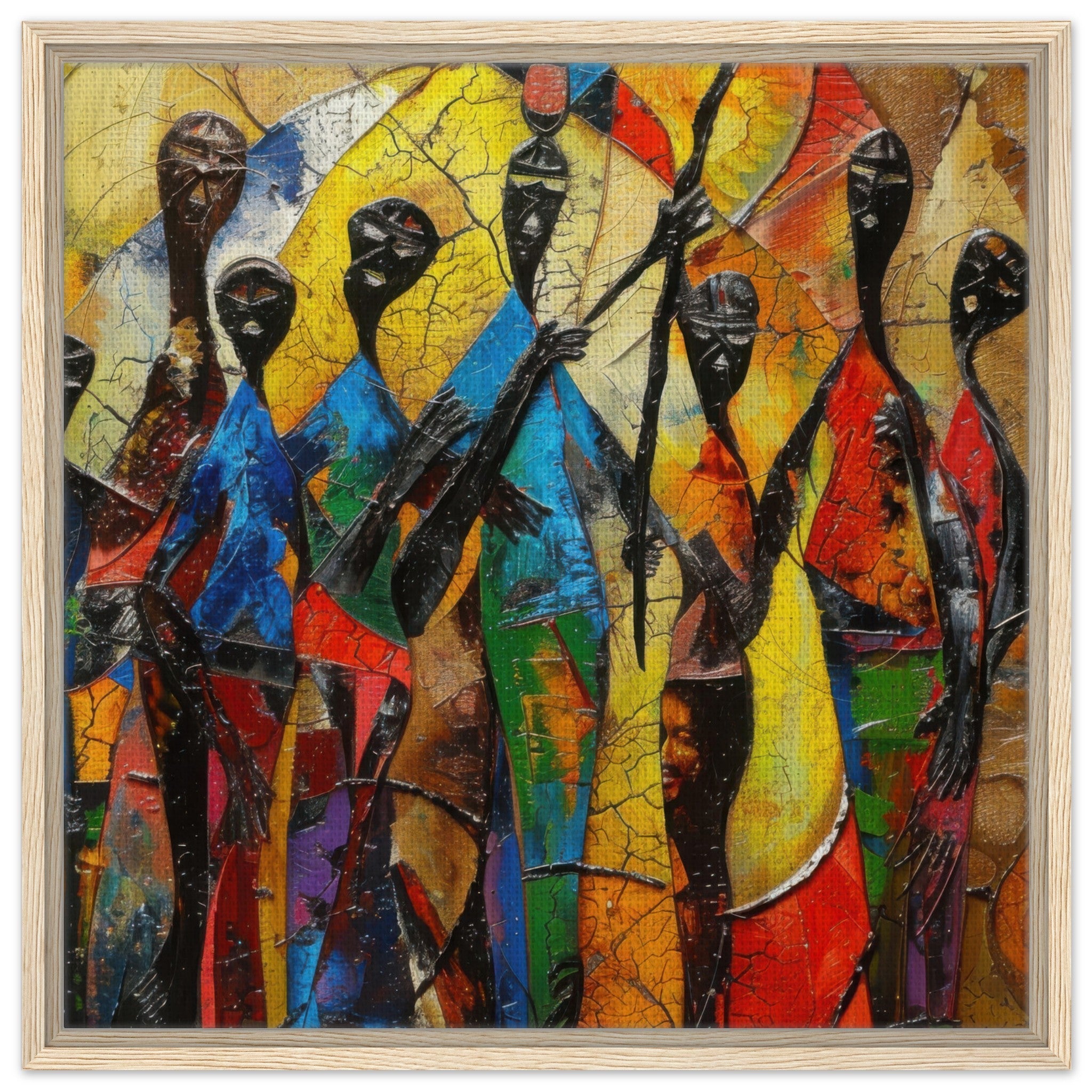 Framed Canvas Square - Expressionism art style Ugandas ancestors - Shop Ai Art WebShop - Digital Art online Store