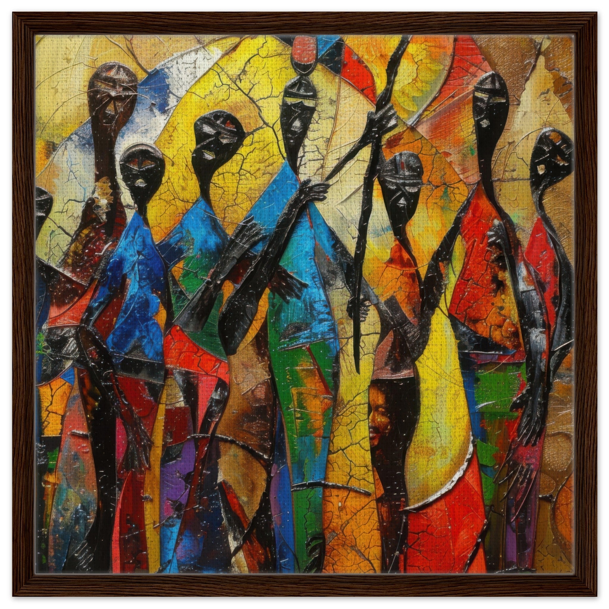 Framed Canvas Square - Expressionism art style Ugandas ancestors - Shop Ai Art WebShop - Digital Art online Store