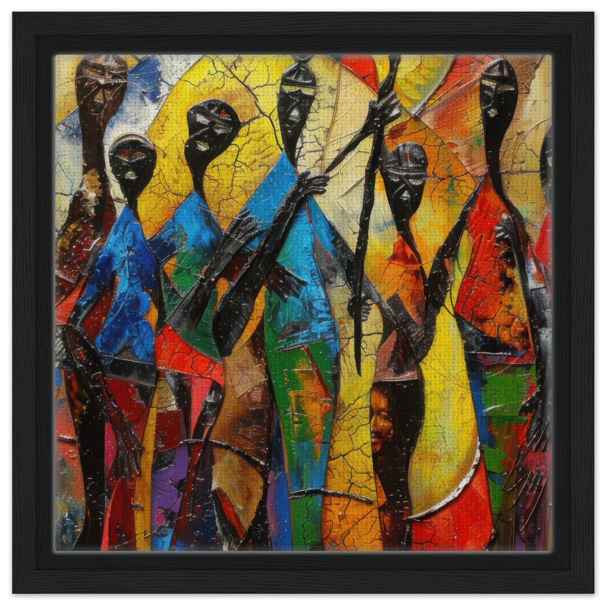 Framed Canvas Square - Expressionism art style Ugandas ancestors - Shop Ai Art WebShop - Digital Art online Store
