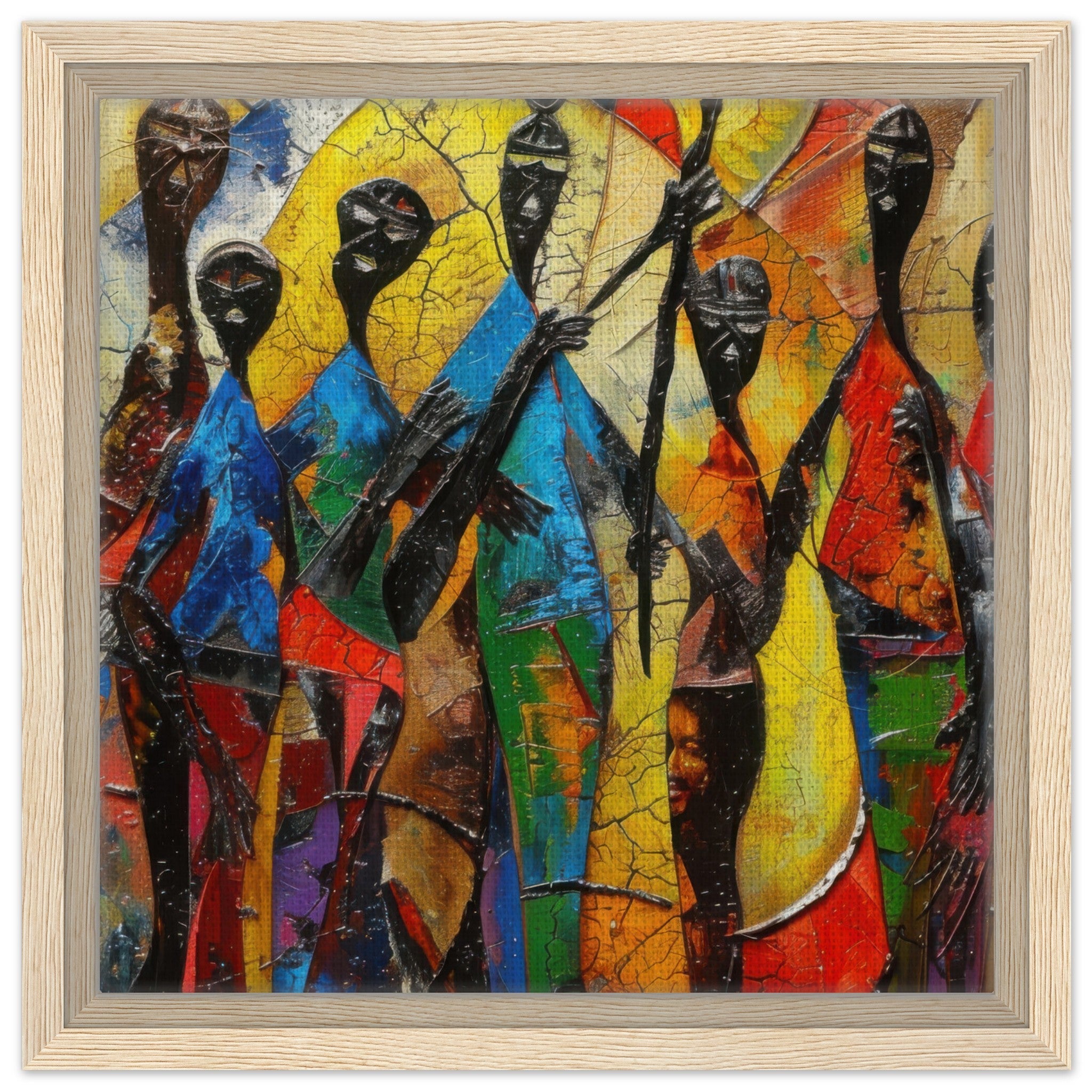 Framed Canvas Square - Expressionism art style Ugandas ancestors - Shop Ai Art WebShop - Digital Art online Store
