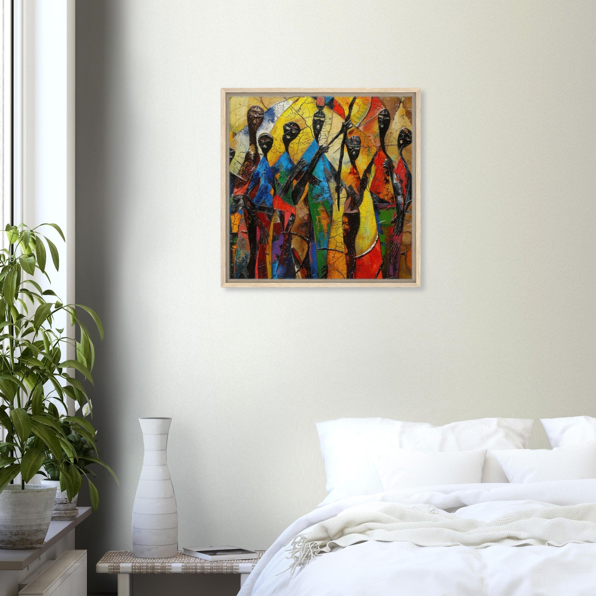 Framed Canvas Square - Expressionism art style Ugandas ancestors - Shop Ai Art WebShop - Digital Art online Store