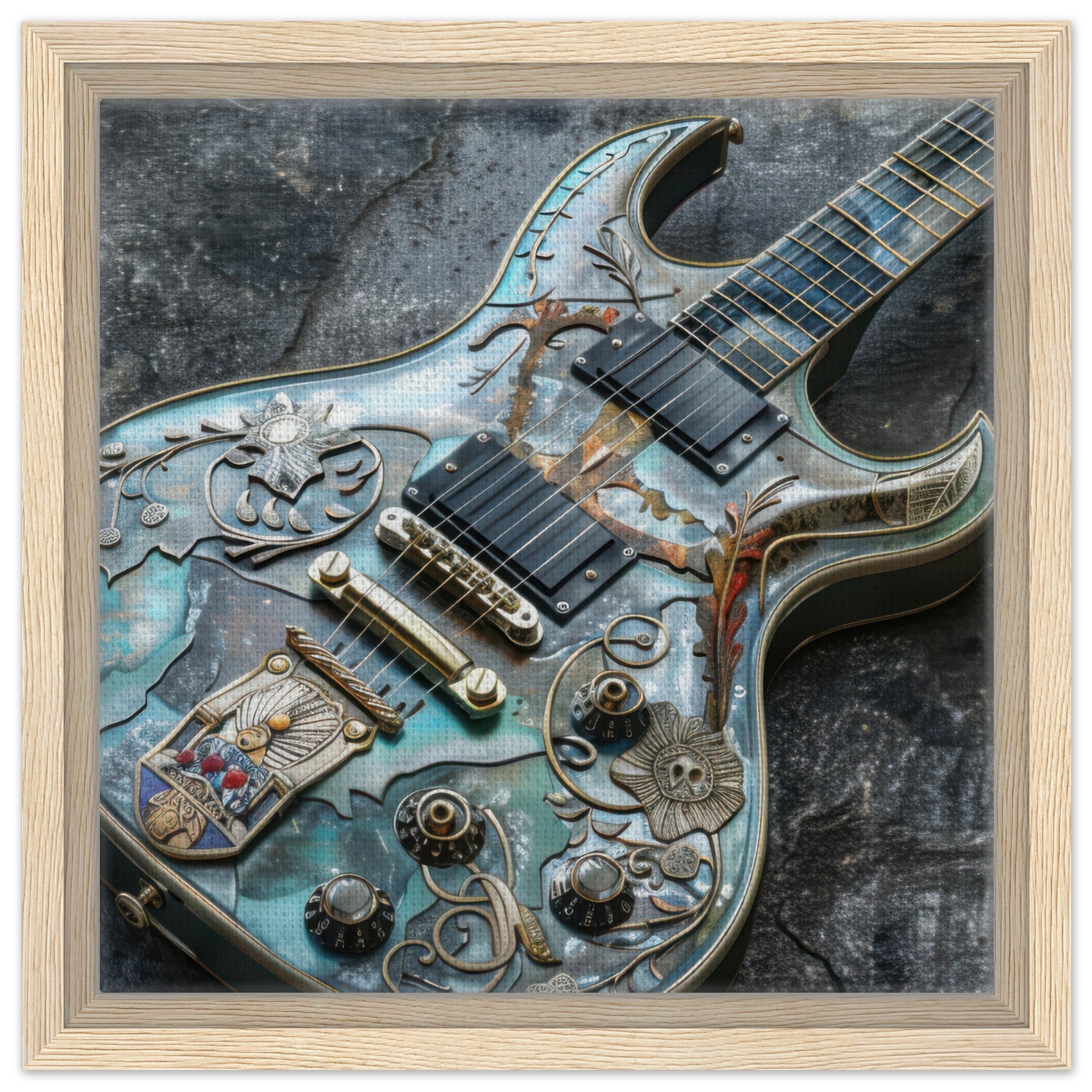 Framed Canvas Square - Guitar Art - Shop Ai Art WebShop - Digital Art online Store