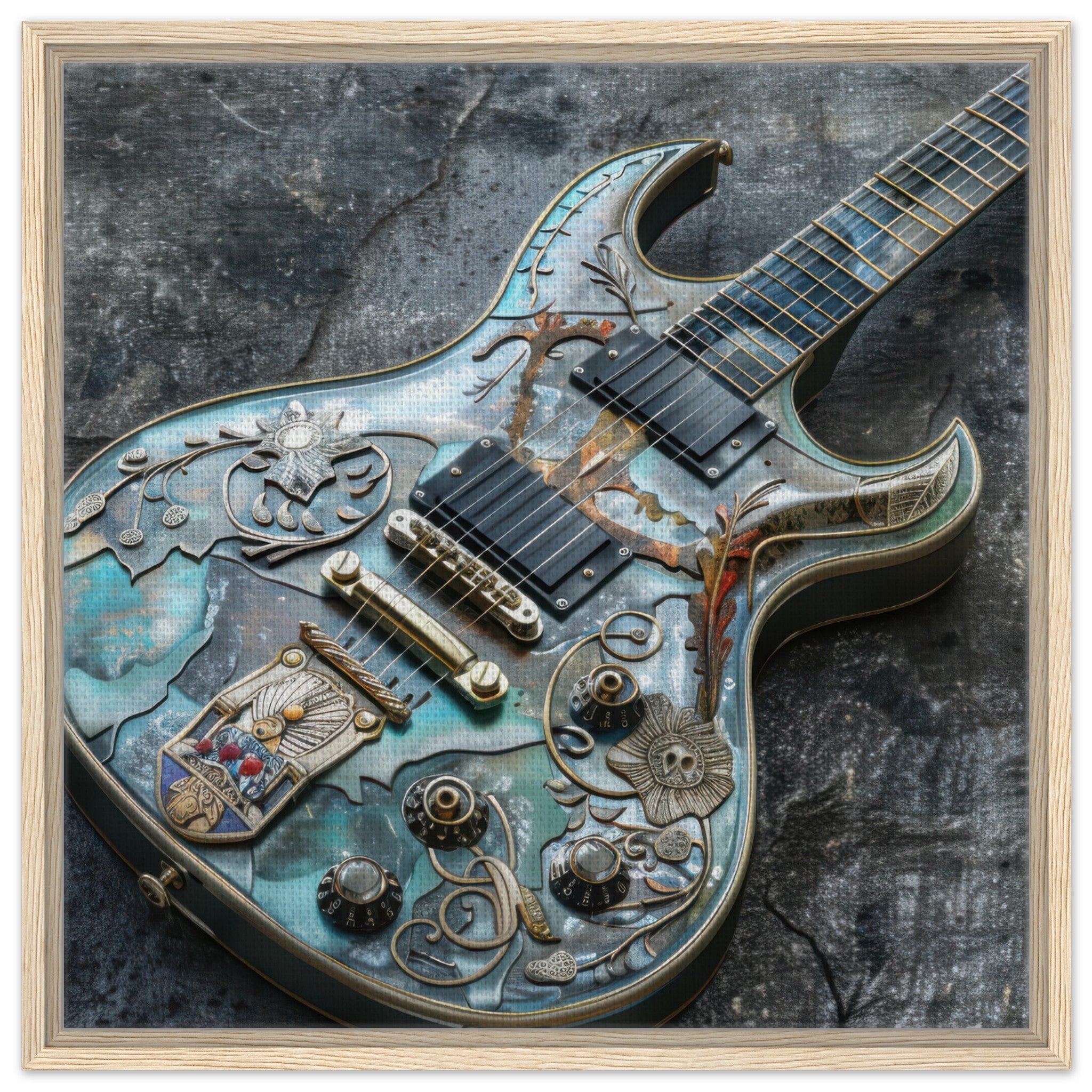 Framed Canvas Square - Guitar Art - Shop Ai Art WebShop - Digital Art online Store