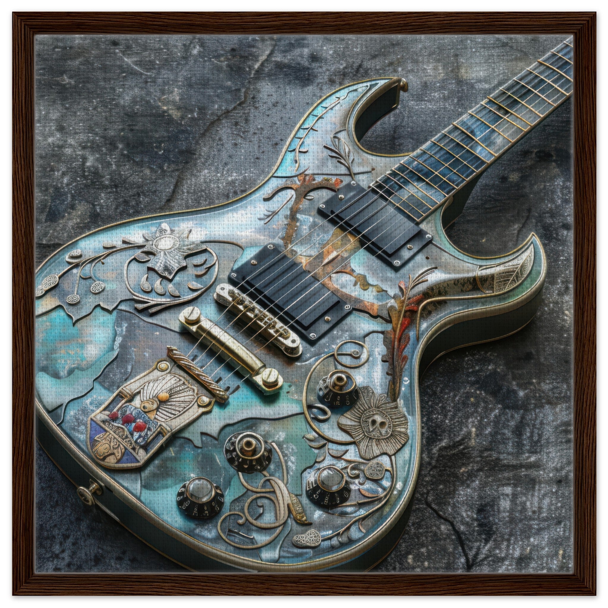 Framed Canvas Square - Guitar Art - Shop Ai Art WebShop - Digital Art online Store