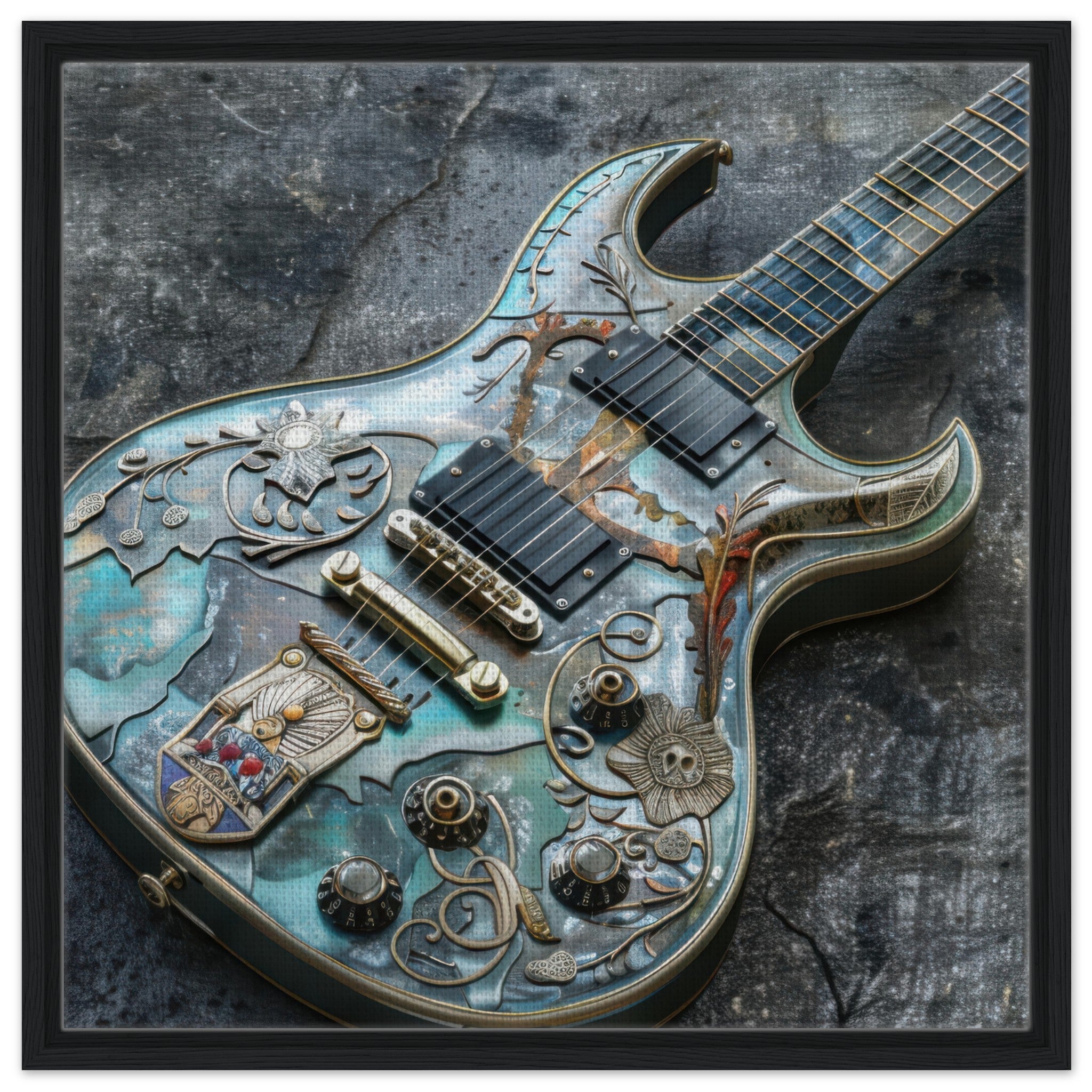 Framed Canvas Square - Guitar Art - Shop Ai Art WebShop - Digital Art online Store