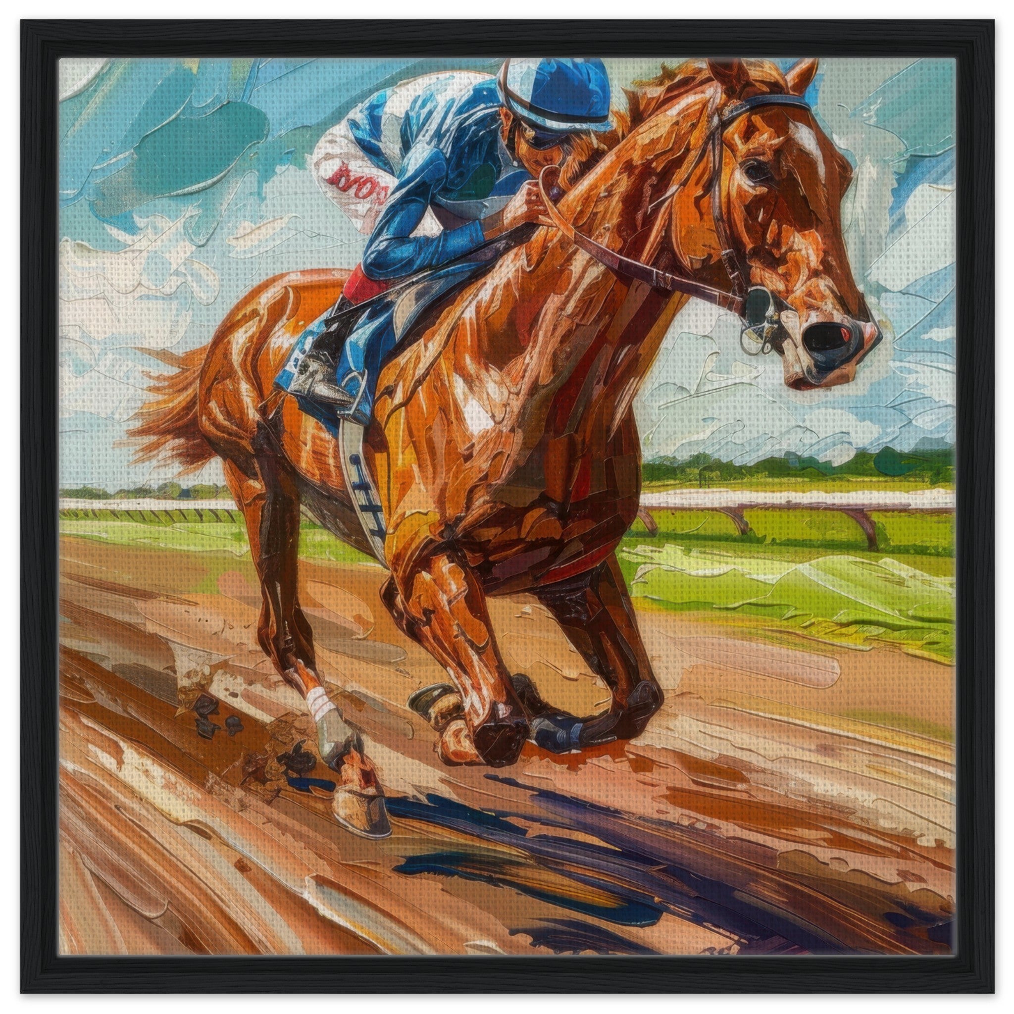 Framed Canvas Square - Horse Racing - Shop Ai Art WebShop - Digital Art online Store