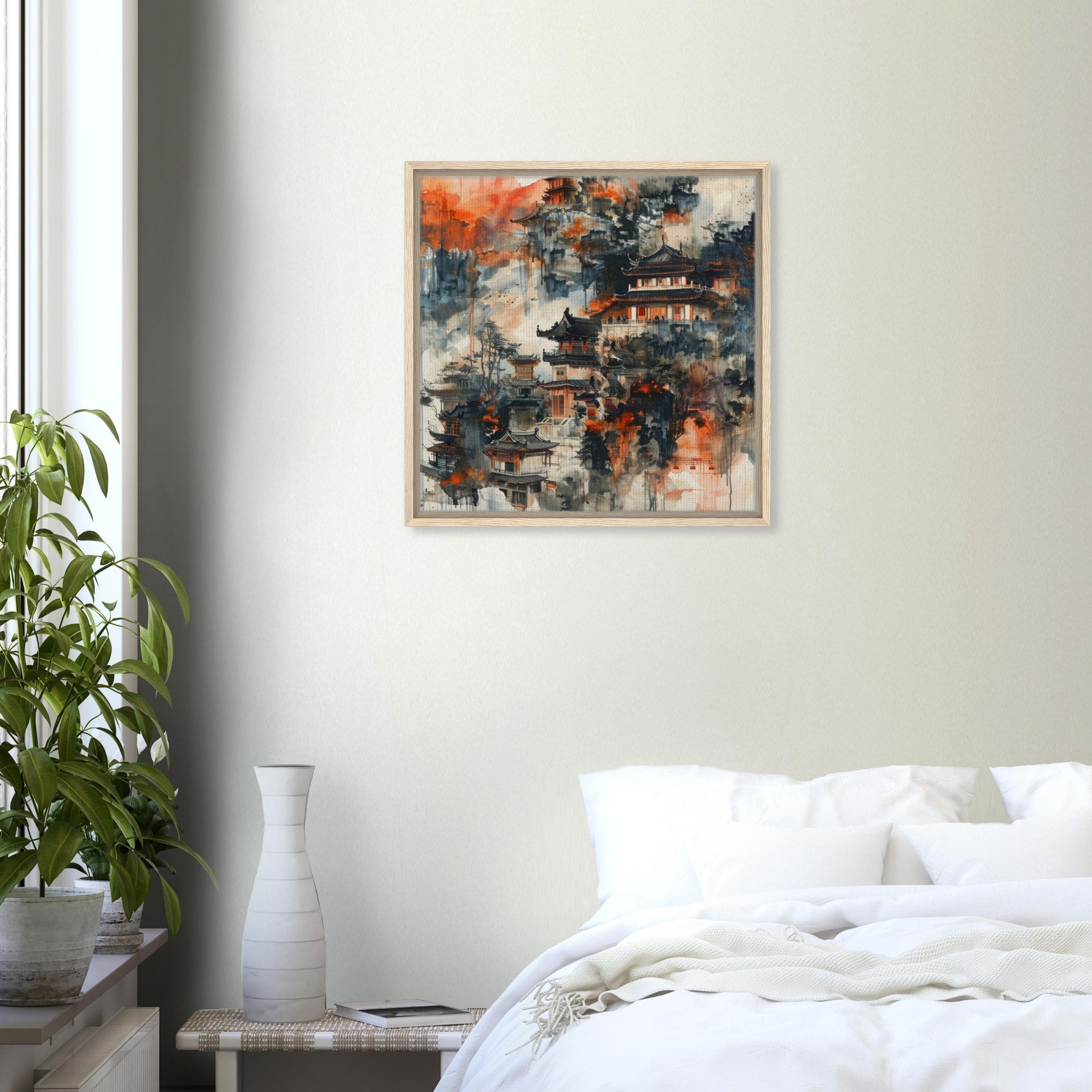 Framed Canvas Square - Old culture of China in abstract style 3 - Shop Ai Art WebShop - Digital Art online Store