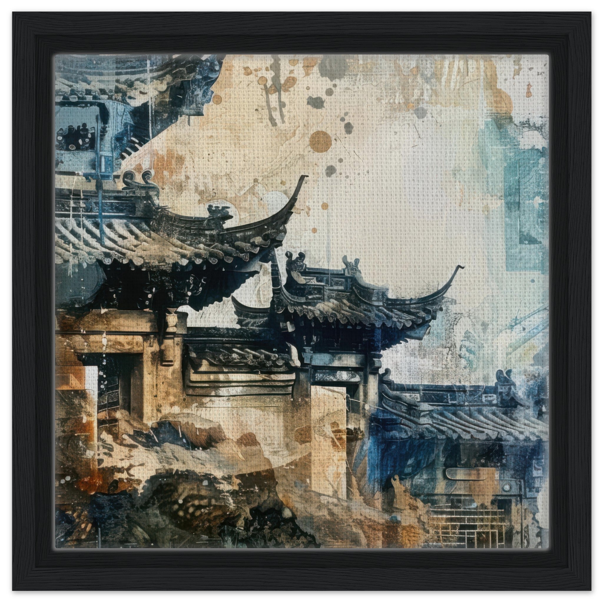 Framed Canvas Square - Old culture of China in abstract style 5 - Shop Ai Art WebShop - Digital Art online Store