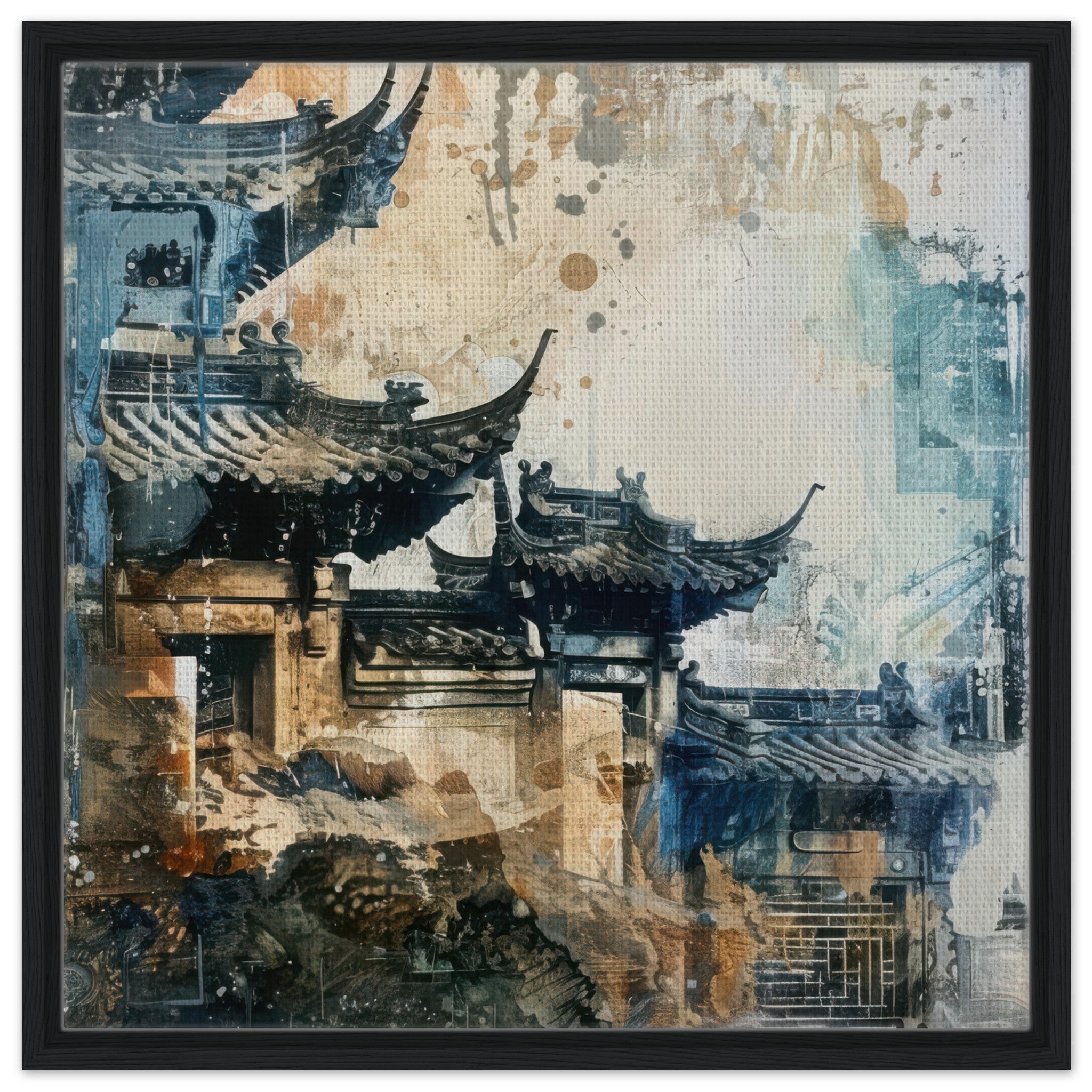 Framed Canvas Square - Old culture of China in abstract style 5 - Shop Ai Art WebShop - Digital Art online Store
