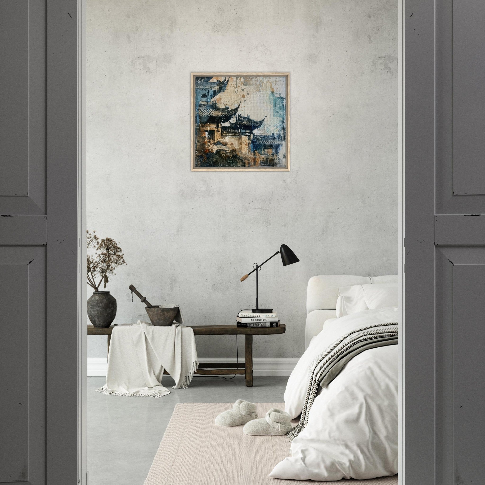 Framed Canvas Square - Old culture of China in abstract style 5 - Shop Ai Art WebShop - Digital Art online Store