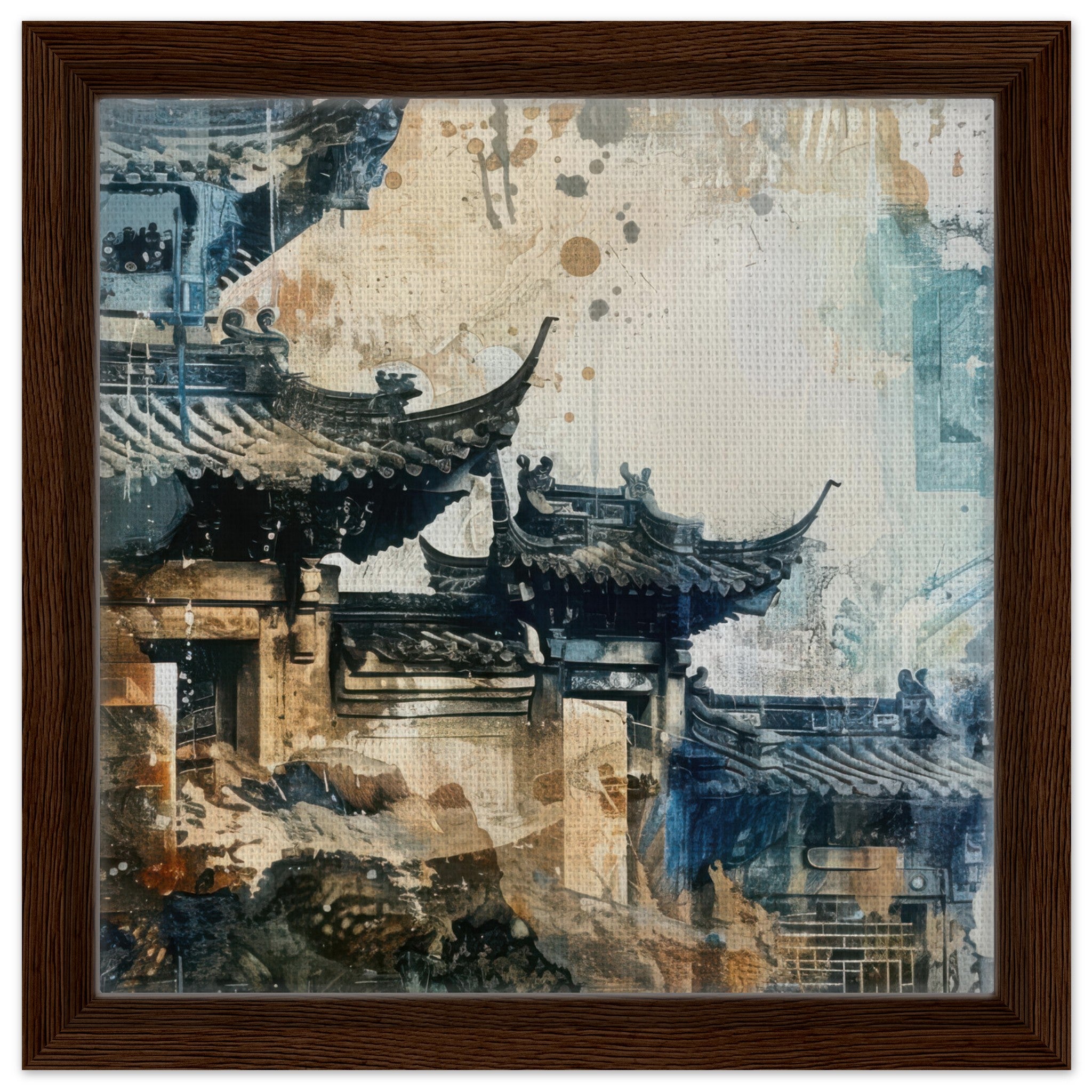 Framed Canvas Square - Old culture of China in abstract style 5 - Shop Ai Art WebShop - Digital Art online Store
