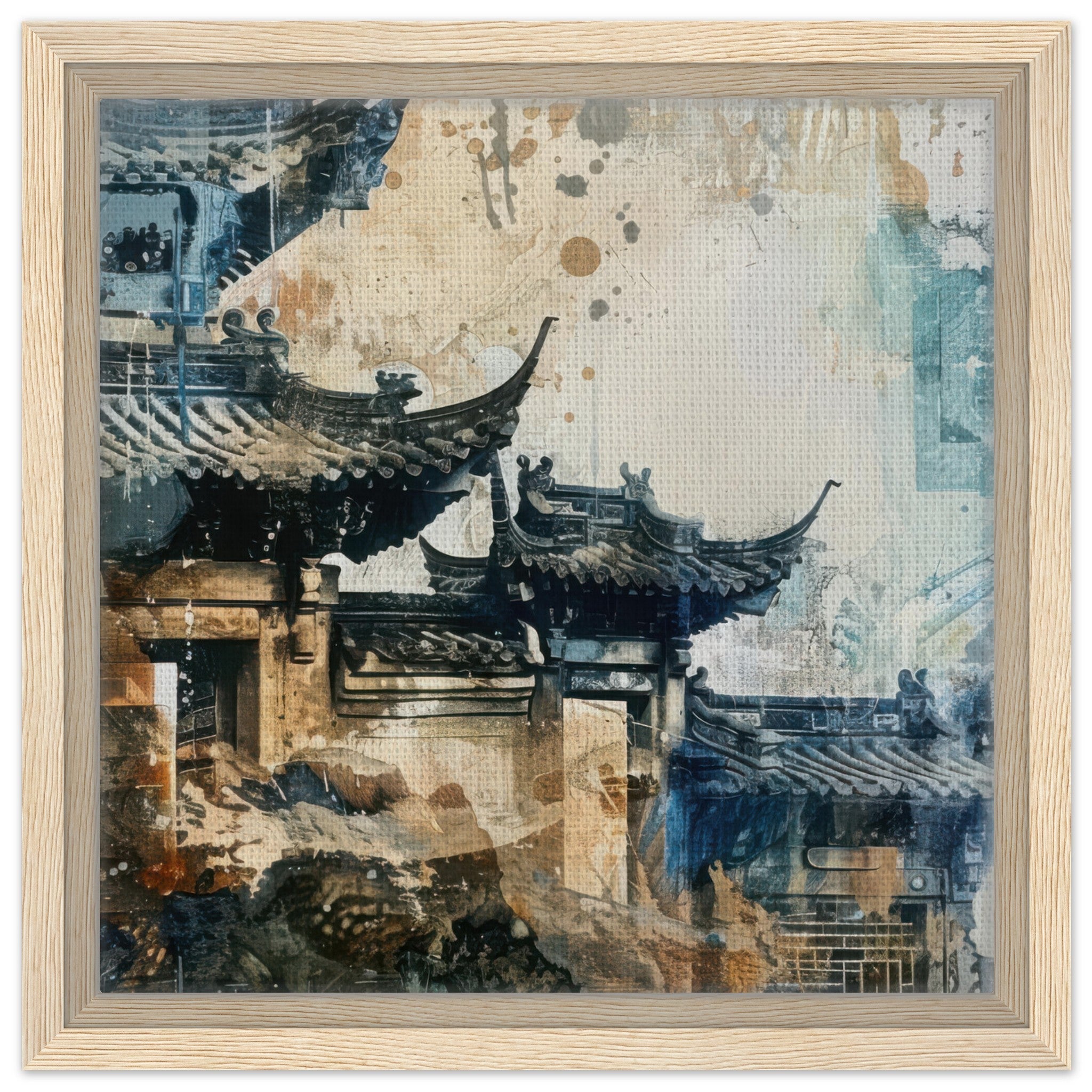 Framed Canvas Square - Old culture of China in abstract style 5 - Shop Ai Art WebShop - Digital Art online Store