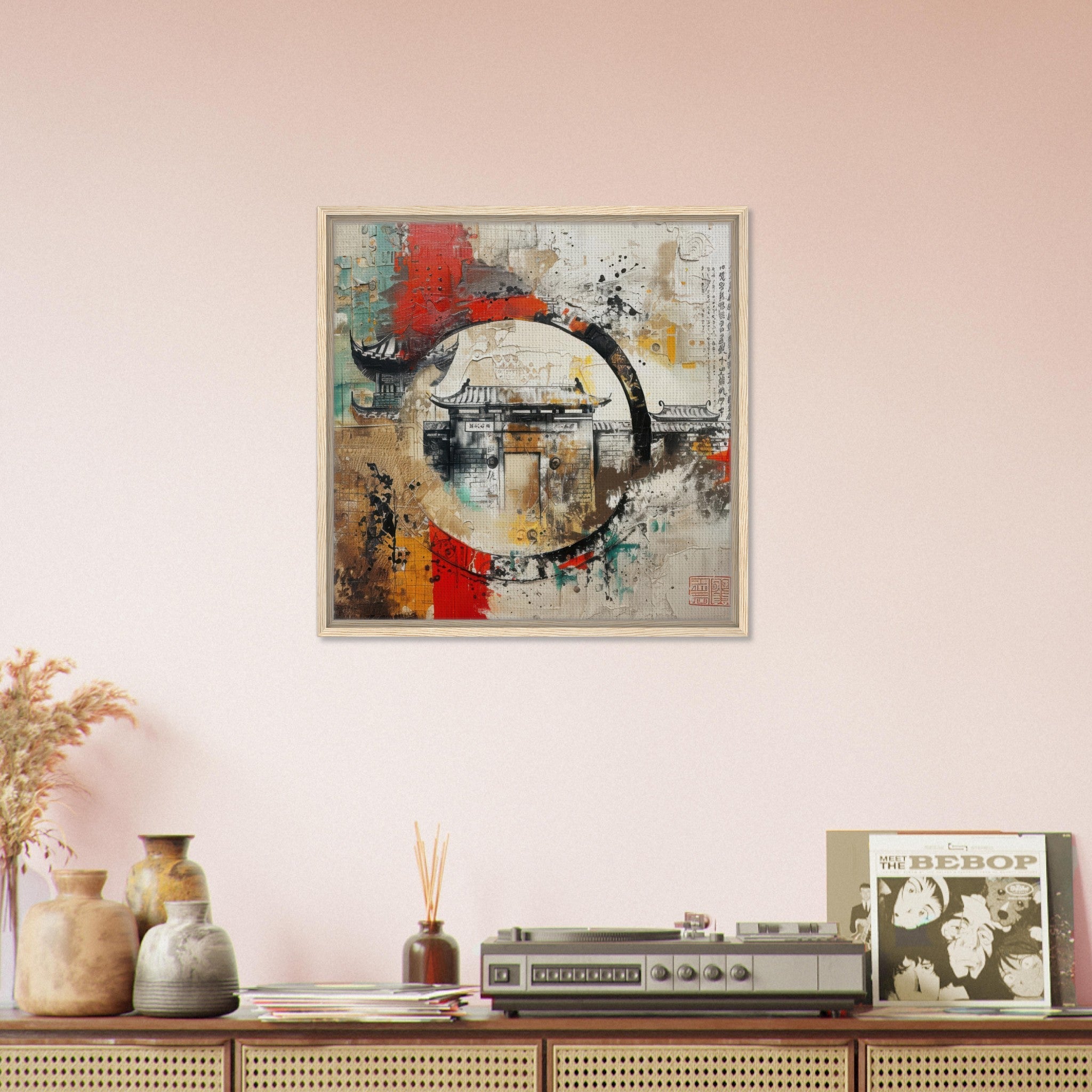 Framed Canvas Square - Old culture of China in abstract style 6 - Shop Ai Art WebShop - Digital Art online Store
