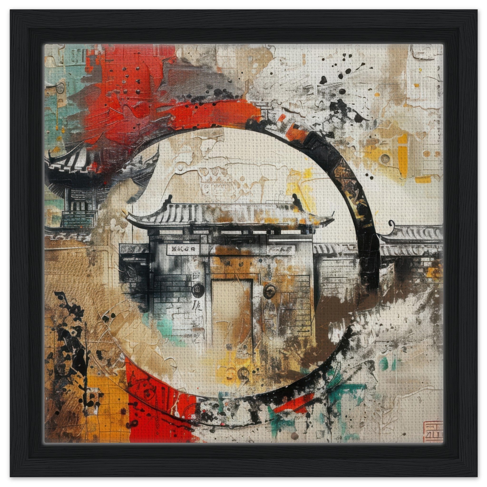 Framed Canvas Square - Old culture of China in abstract style 6 - Shop Ai Art WebShop - Digital Art online Store