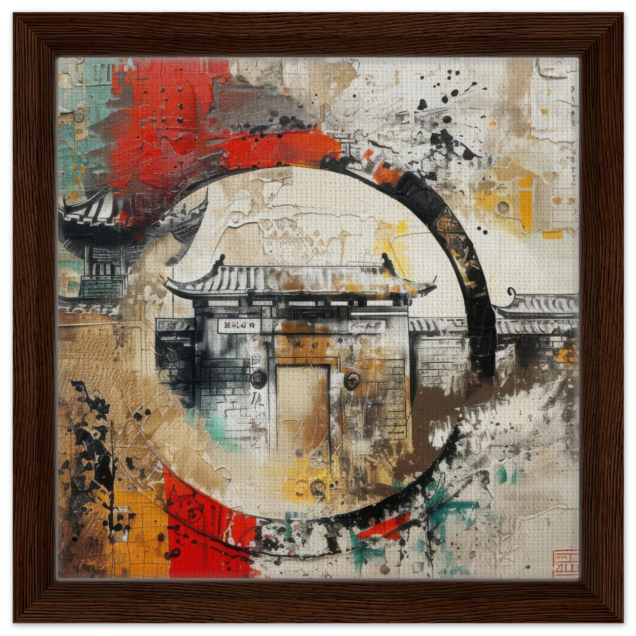 Framed Canvas Square - Old culture of China in abstract style 6 - Shop Ai Art WebShop - Digital Art online Store