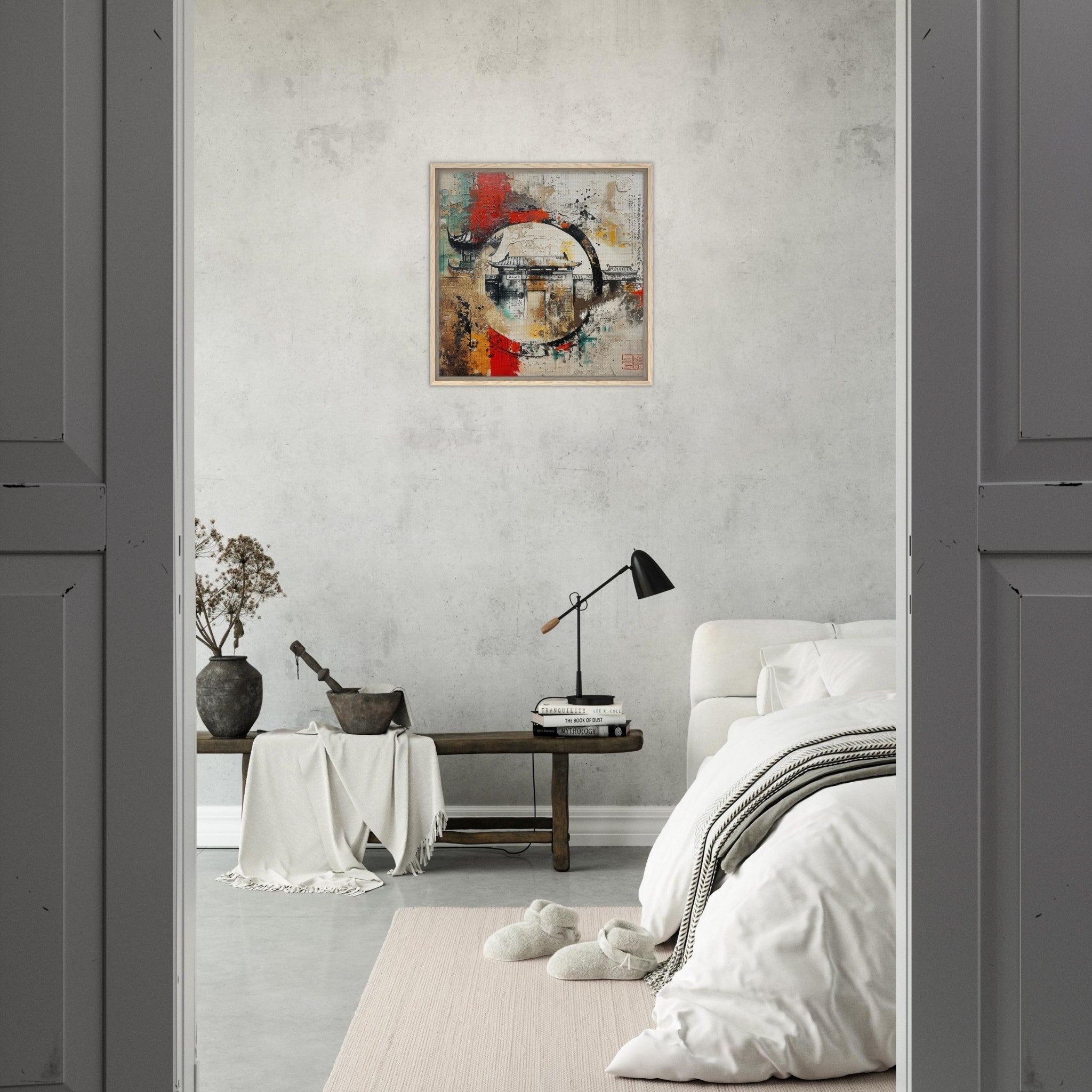 Framed Canvas Square - Old culture of China in abstract style 6 - Shop Ai Art WebShop - Digital Art online Store