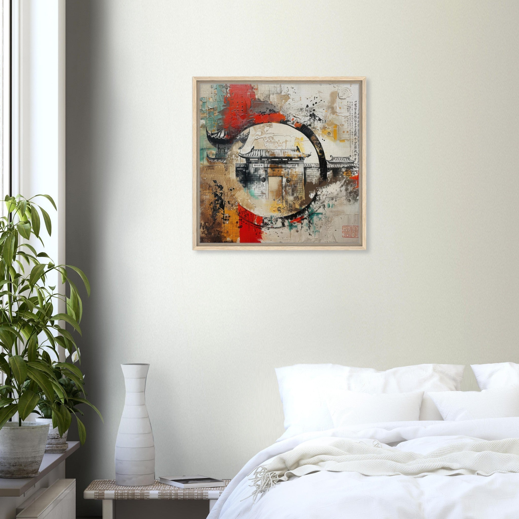 Framed Canvas Square - Old culture of China in abstract style 6 - Shop Ai Art WebShop - Digital Art online Store