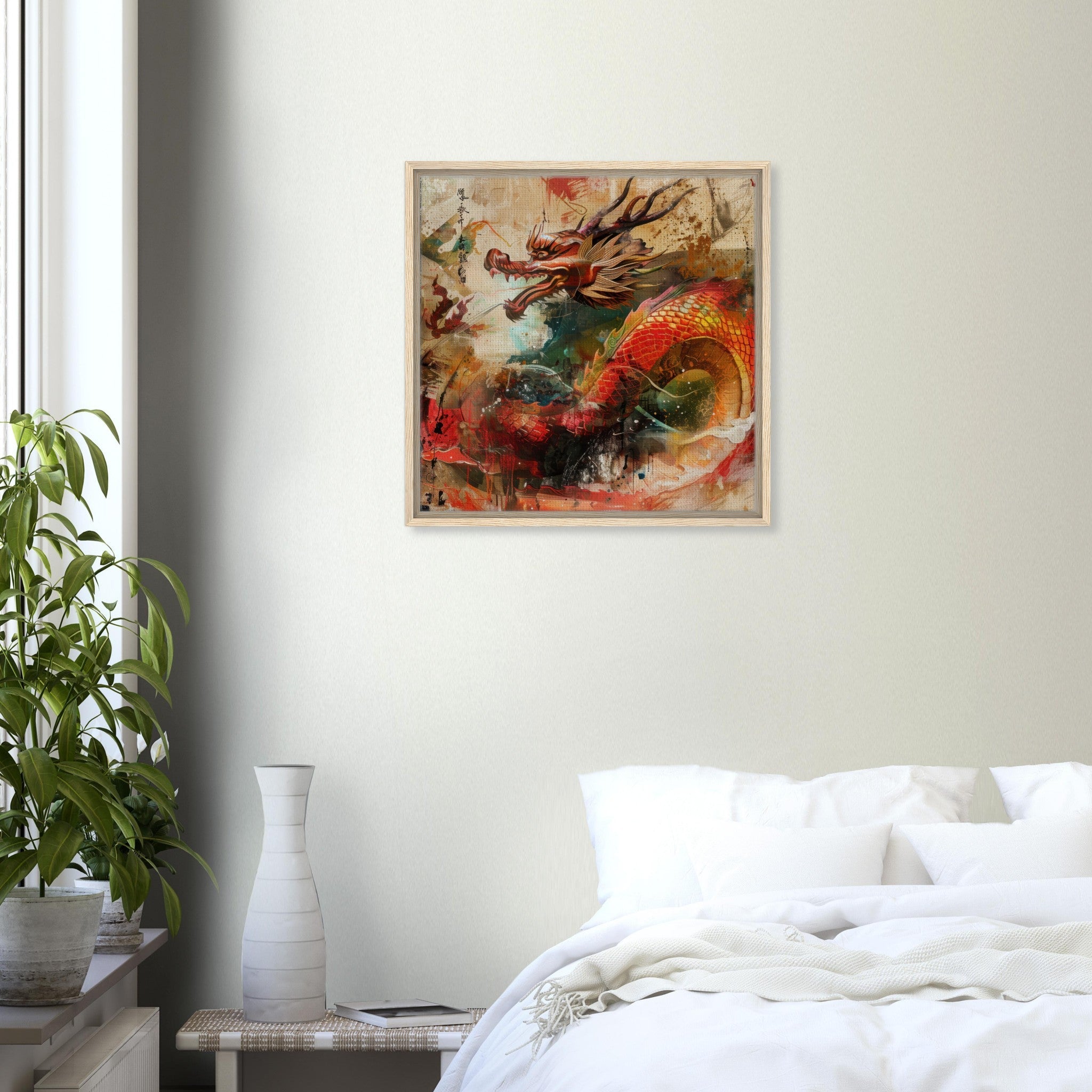 Framed Canvas Square - Old culture of China in abstract style 7 - Shop Ai Art WebShop - Digital Art online Store