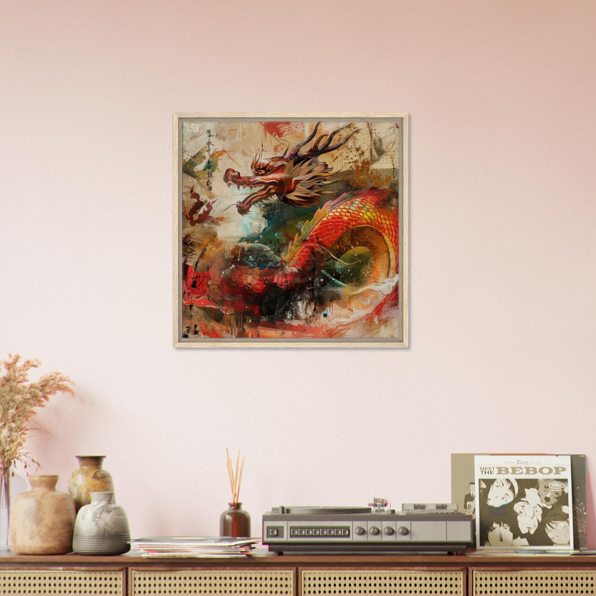 Framed Canvas Square - Old culture of China in abstract style 7 - Shop Ai Art WebShop - Digital Art online Store