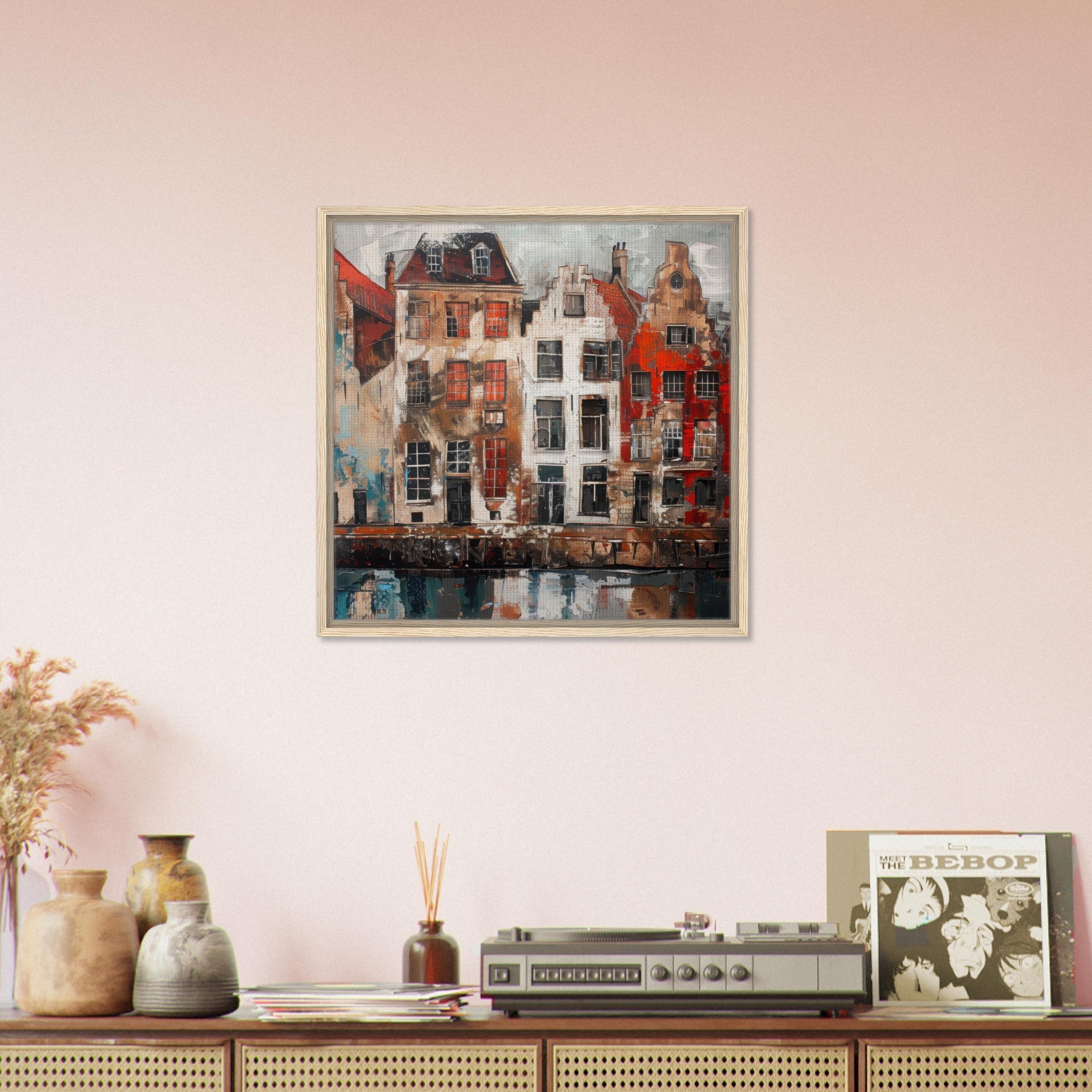 Framed Canvas Square - Old culture of the Netherlands in abstract style - Ai Art Force