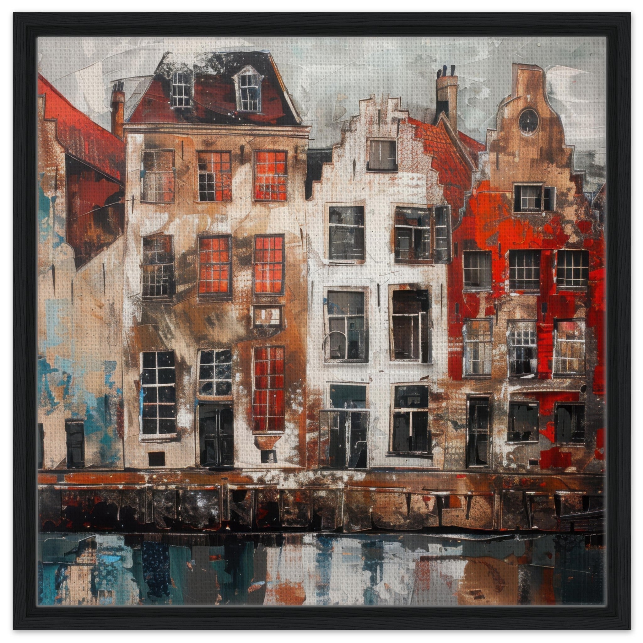 Framed Canvas Square - Old culture of the Netherlands in abstract style - Ai Art Force