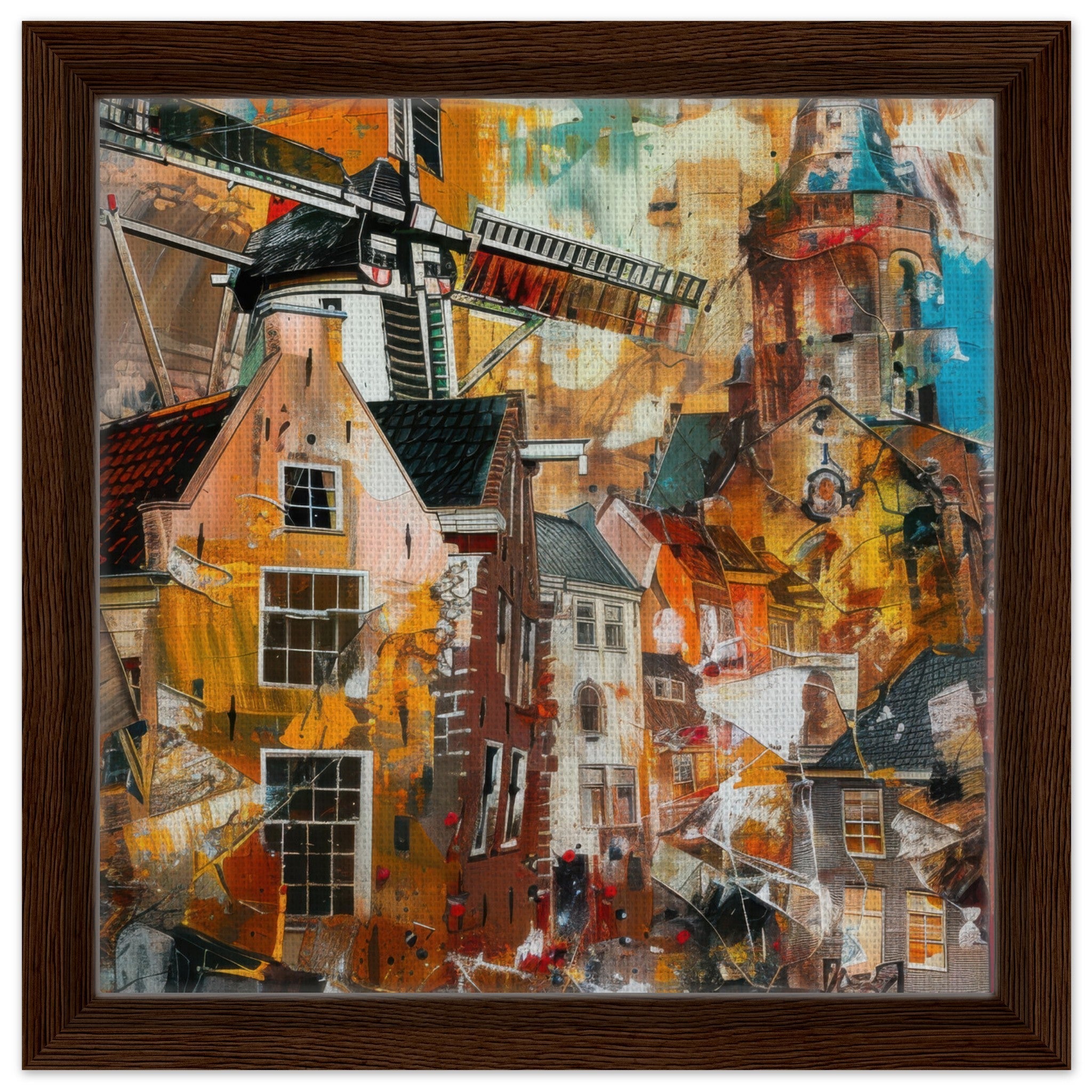 Framed Canvas Square - Old culture of the Netherlands in abstract style 5 - Shop Ai Art WebShop - Digital Art online Store