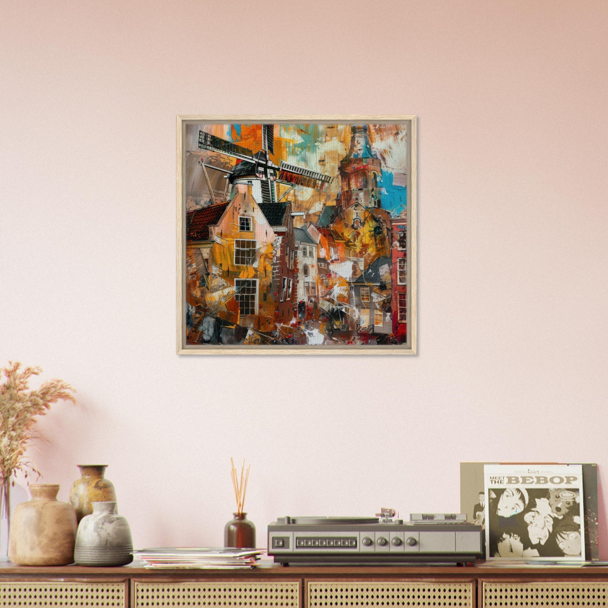 Framed Canvas Square - Old culture of the Netherlands in abstract style 5 - Shop Ai Art WebShop - Digital Art online Store