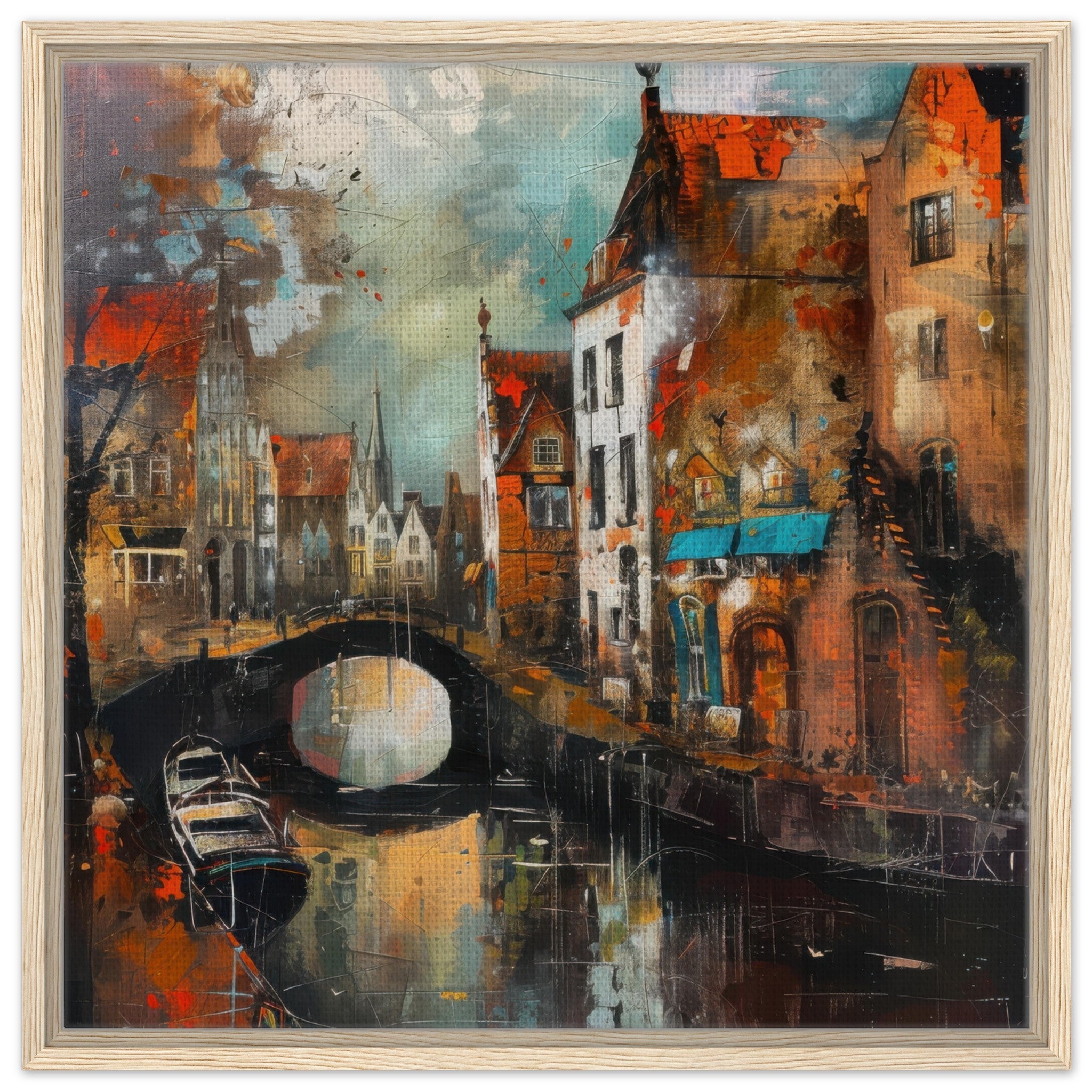 Framed Canvas Square - Old culture of the Netherlands in abstract style 6 - Shop Ai Art WebShop - Digital Art online Store
