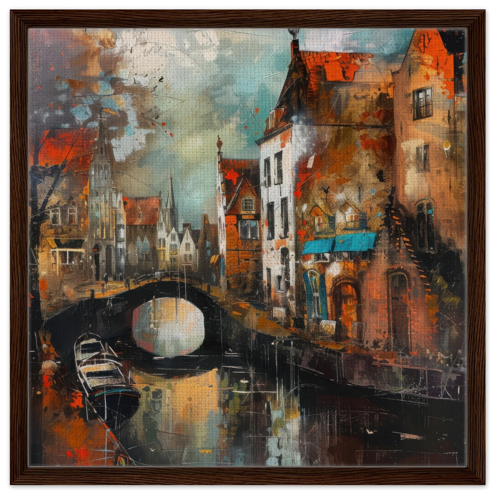 Framed Canvas Square - Old culture of the Netherlands in abstract style 6 - Shop Ai Art WebShop - Digital Art online Store