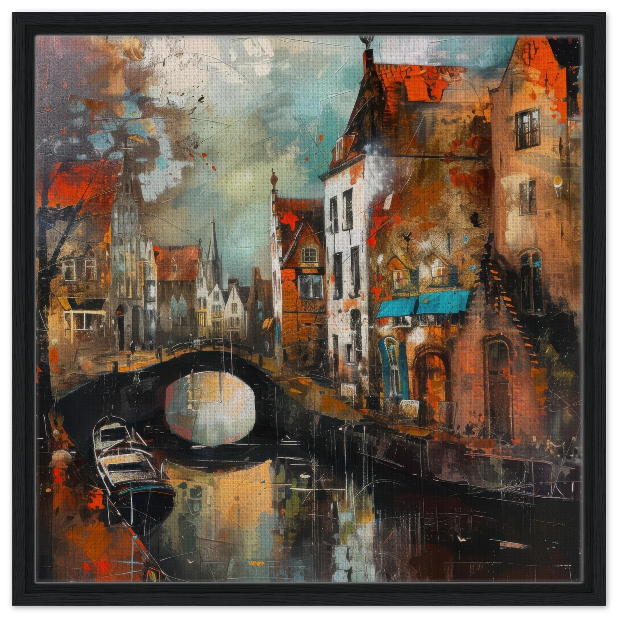 Framed Canvas Square - Old culture of the Netherlands in abstract style 6 - Shop Ai Art WebShop - Digital Art online Store