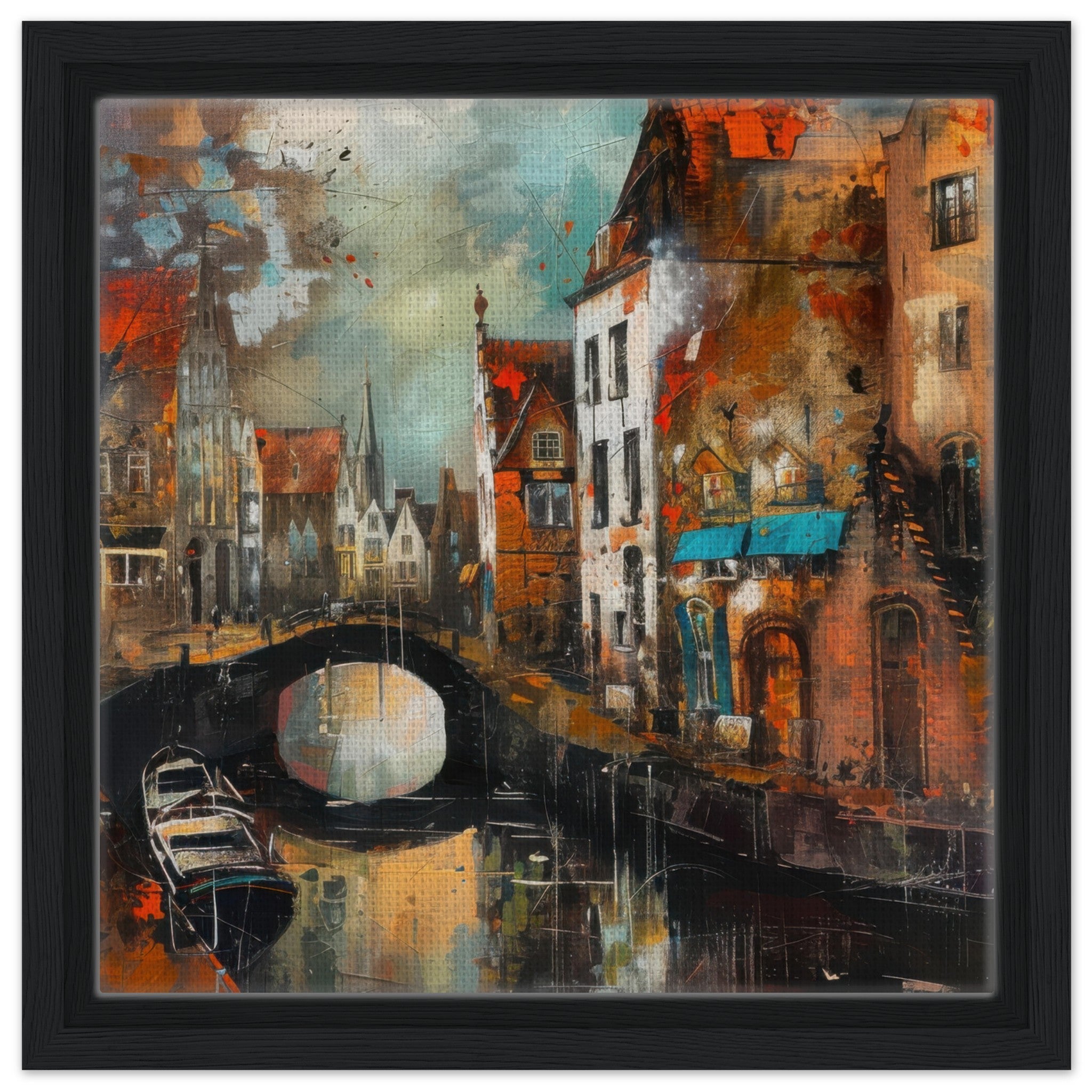 Framed Canvas Square - Old culture of the Netherlands in abstract style 6 - Shop Ai Art WebShop - Digital Art online Store
