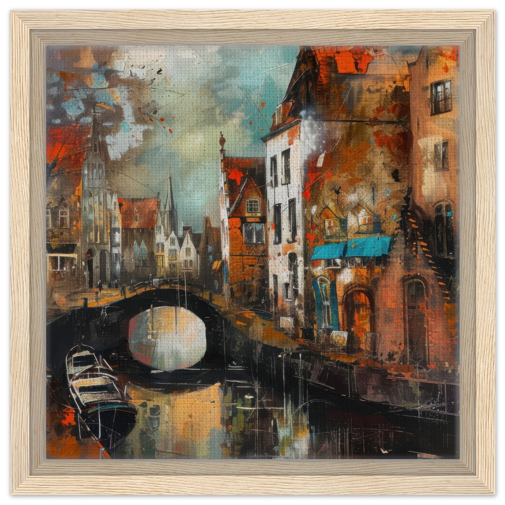 Framed Canvas Square - Old culture of the Netherlands in abstract style 6 - Shop Ai Art WebShop - Digital Art online Store