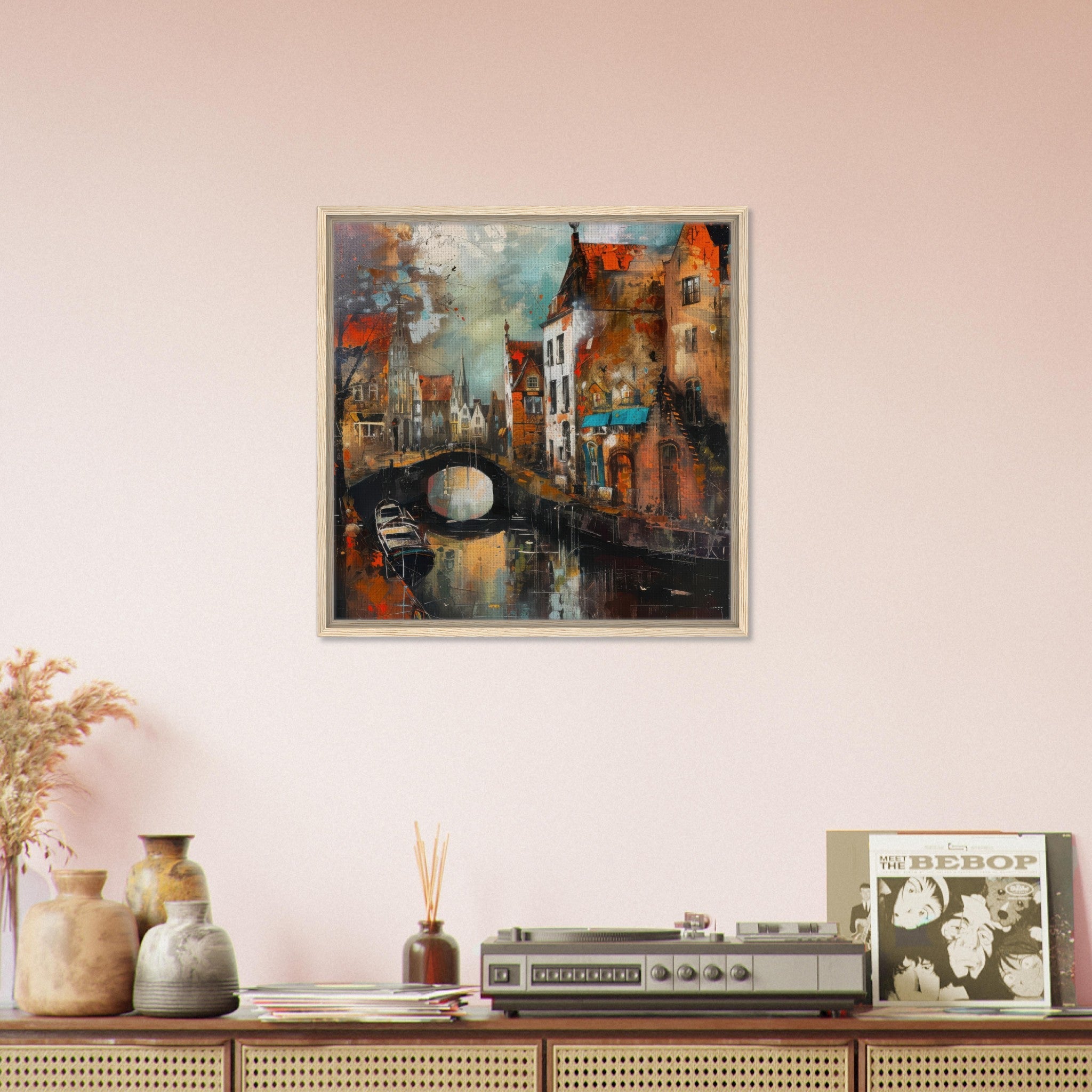 Framed Canvas Square - Old culture of the Netherlands in abstract style 6 - Shop Ai Art WebShop - Digital Art online Store