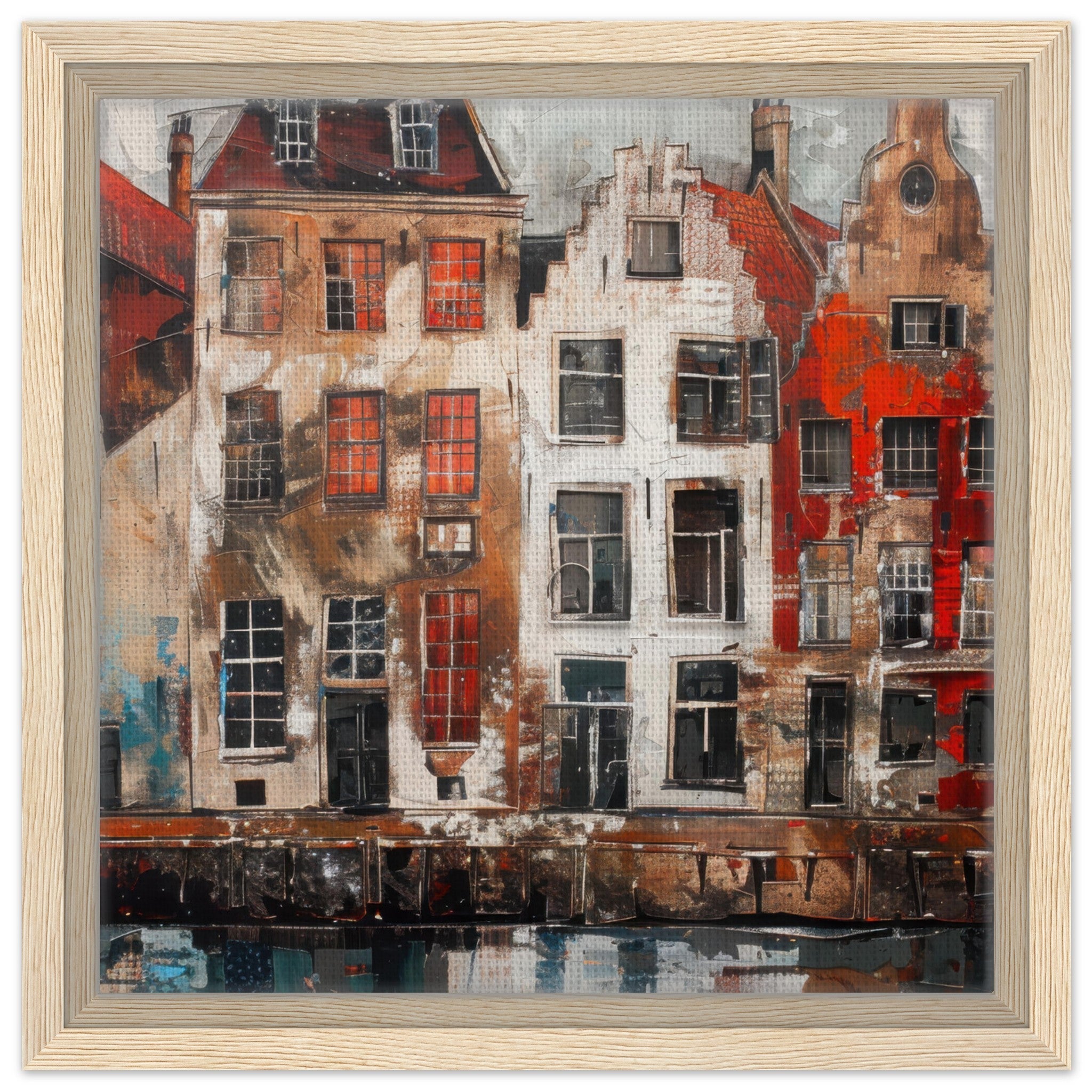 Framed Canvas Square - Old culture of the Netherlands in abstract style - Ai Art Force