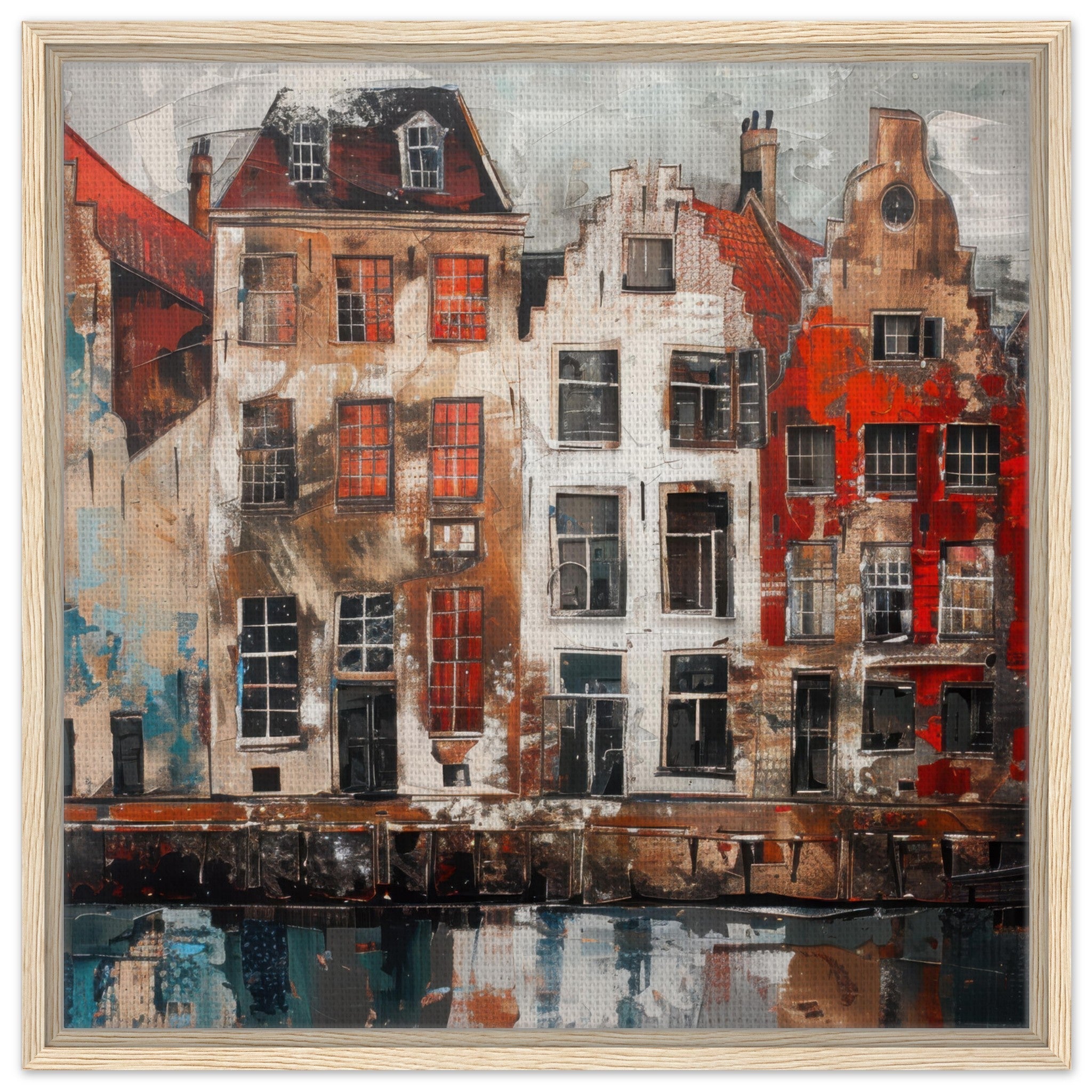 Framed Canvas Square - Old culture of the Netherlands in abstract style - Ai Art Force