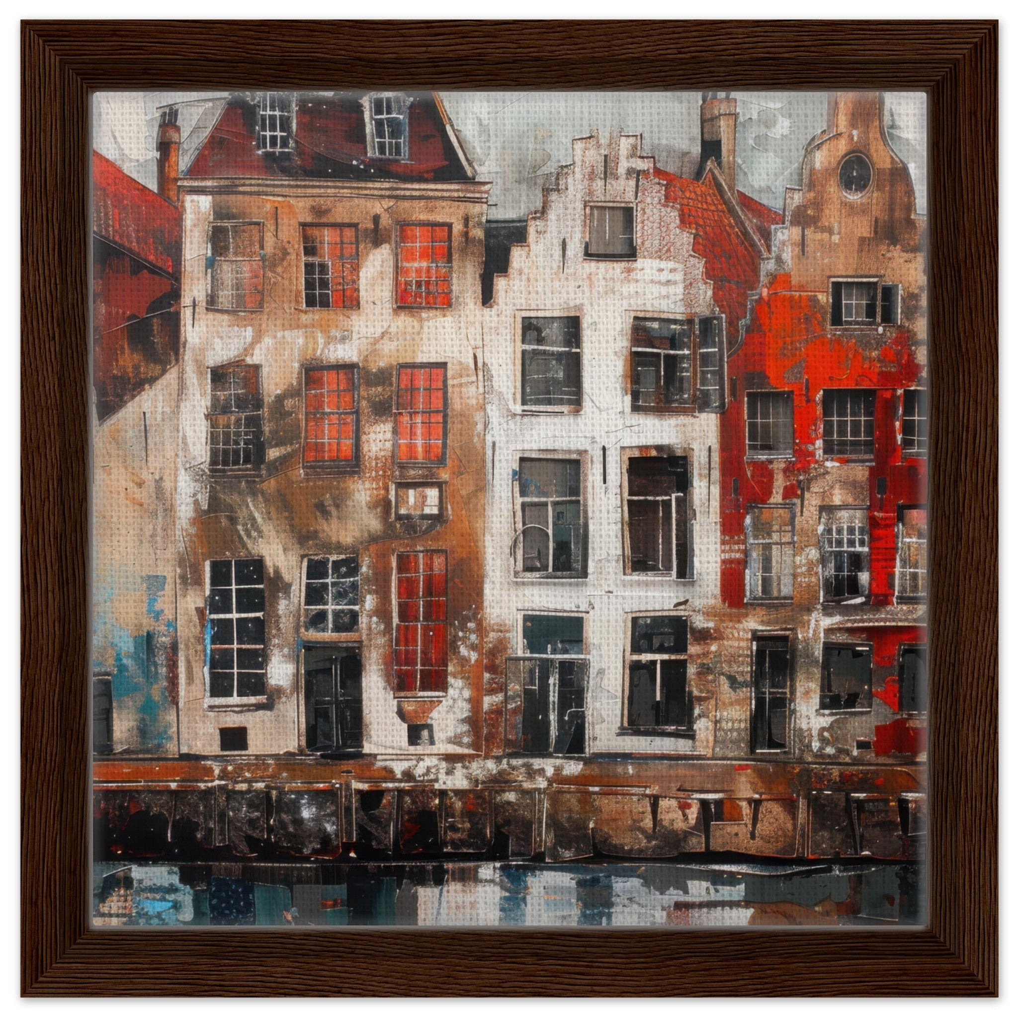 Framed Canvas Square - Old culture of the Netherlands in abstract style - Ai Art Force