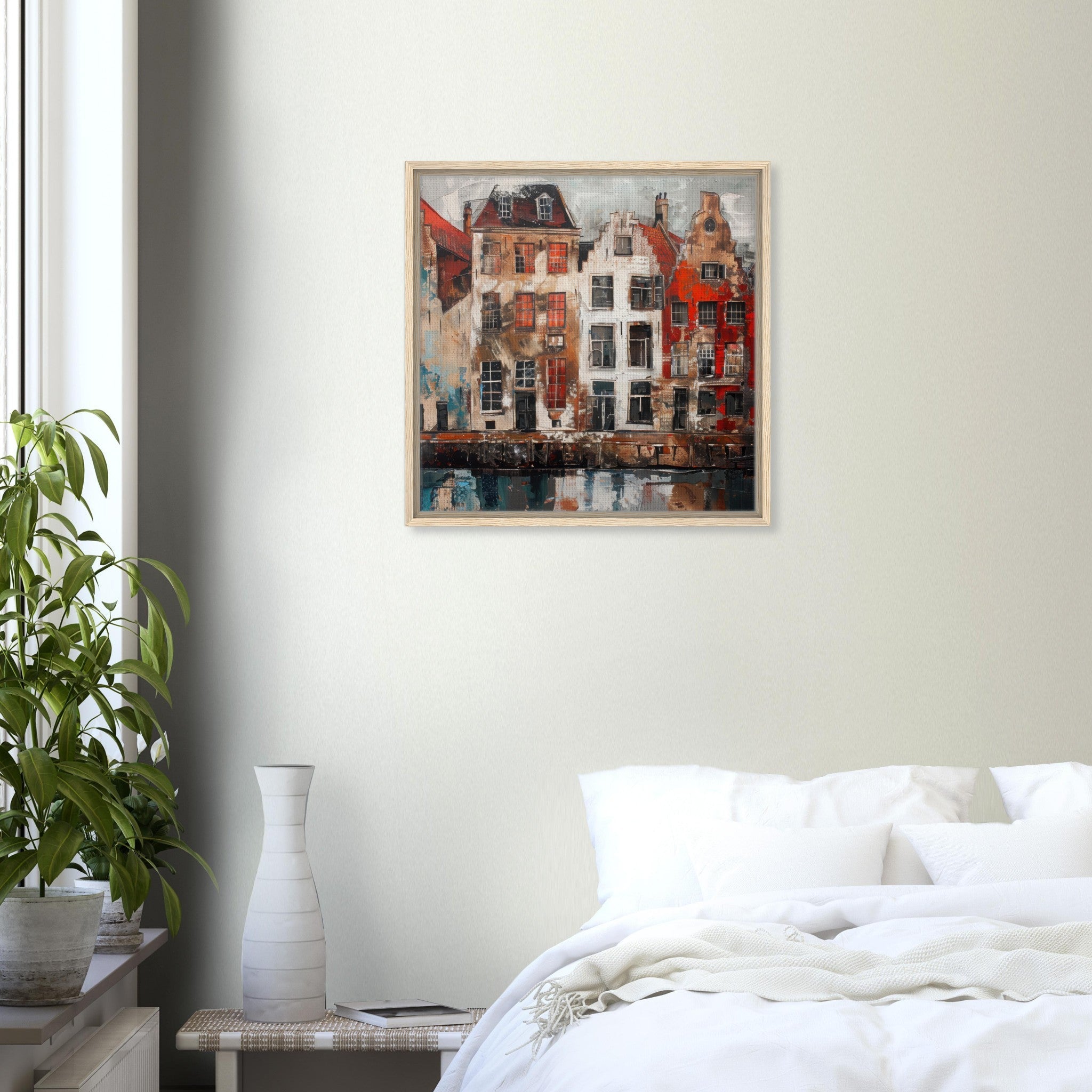 Framed Canvas Square - Old culture of the Netherlands in abstract style - Ai Art Force