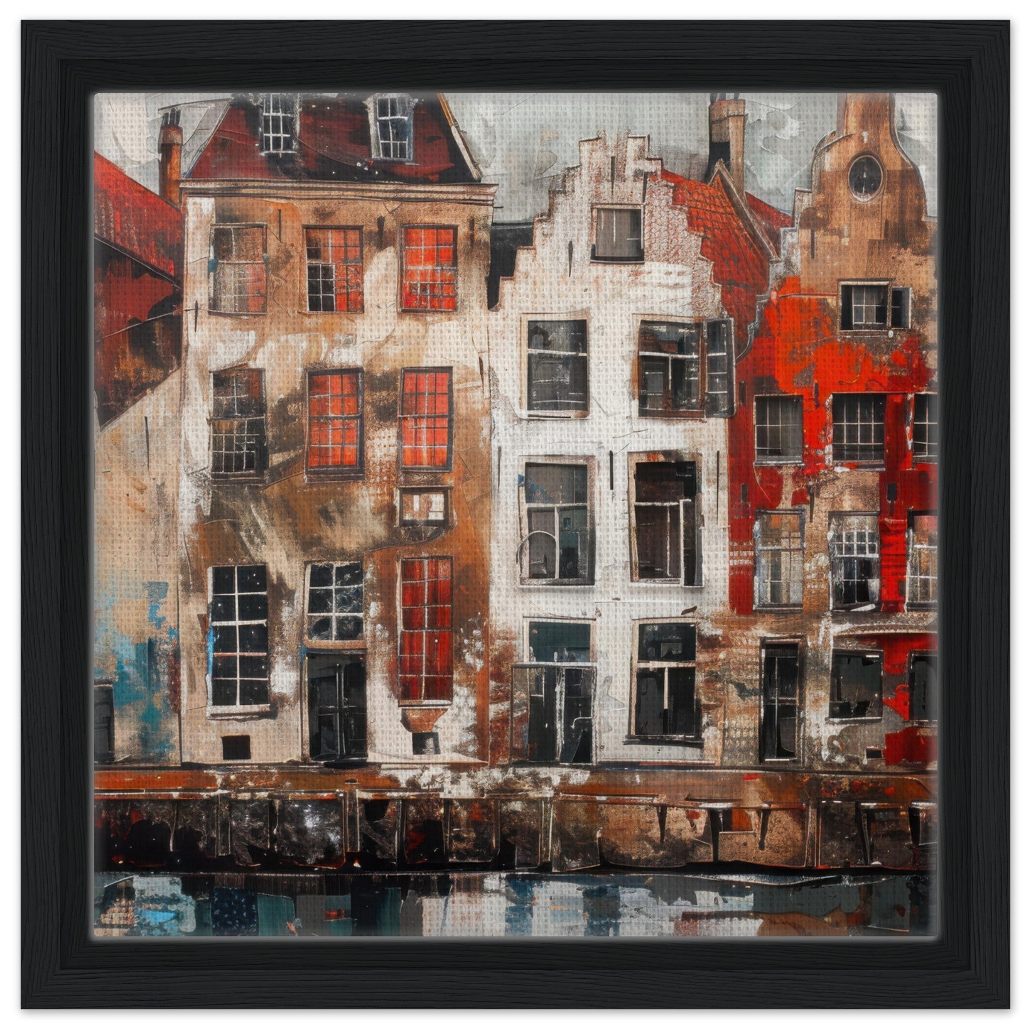Framed Canvas Square - Old culture of the Netherlands in abstract style - Ai Art Force