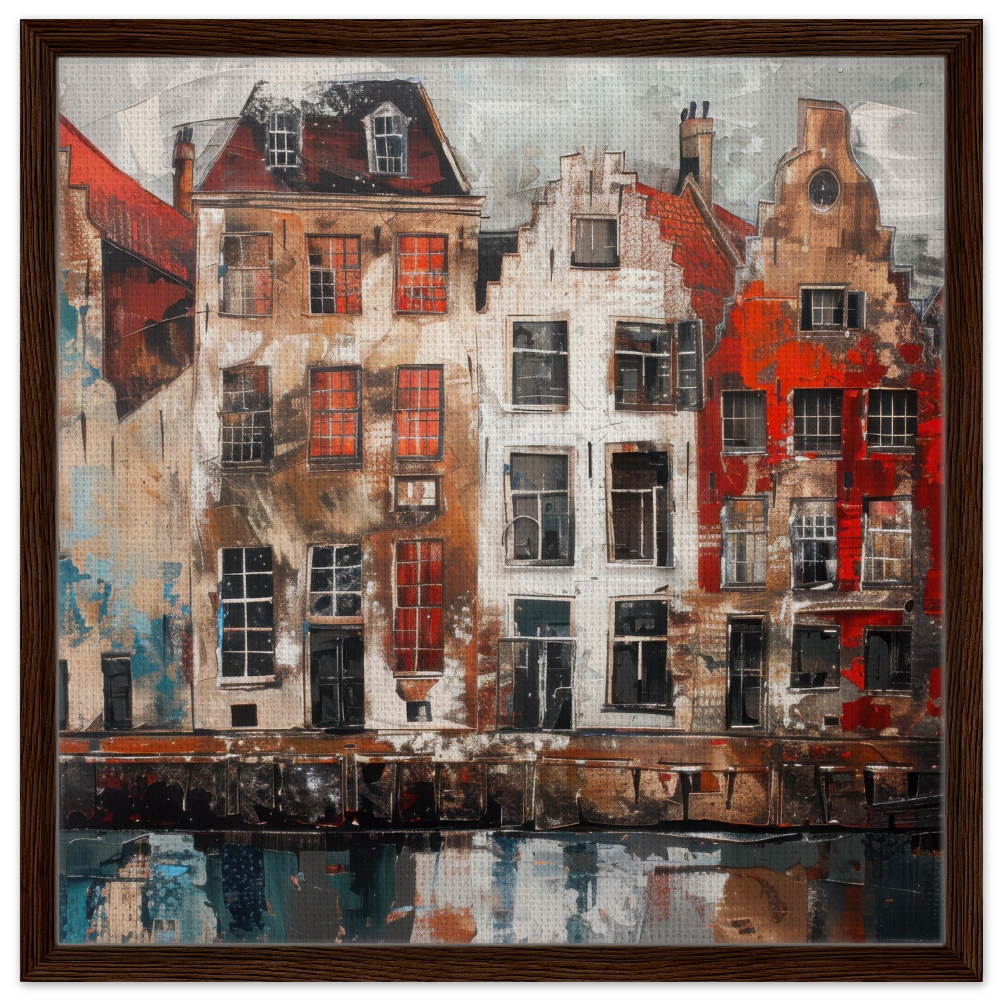 Framed Canvas Square - Old culture of the Netherlands in abstract style - Ai Art Force