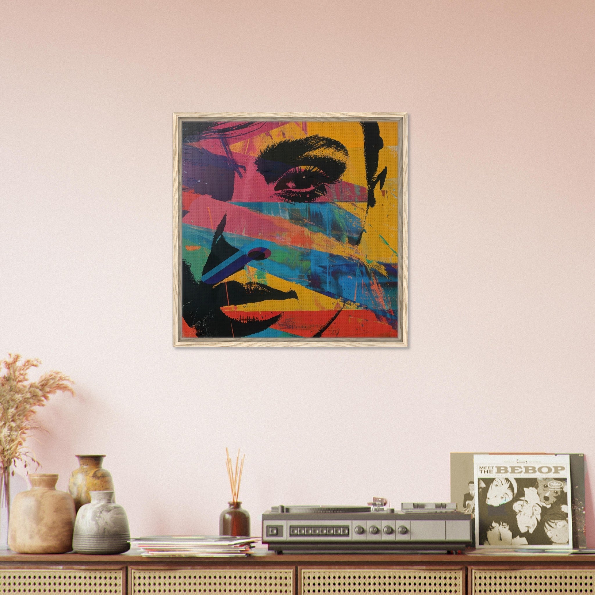 Framed Canvas Square - Swedish popart in abstract style 2 - Shop Ai Art WebShop - Digital Art online Store