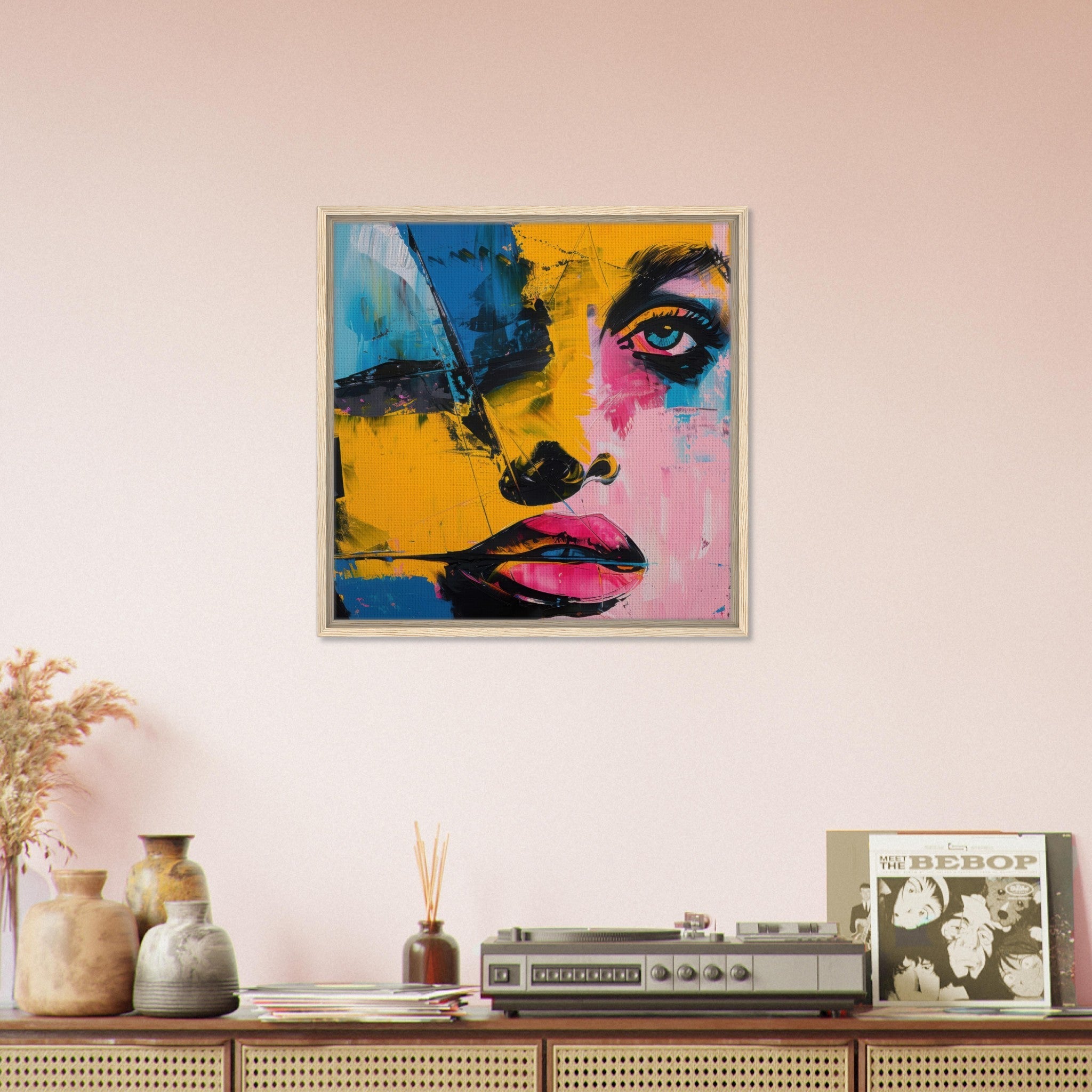 Framed Canvas Square - Swedish popart in abstract style 3 - Shop Ai Art WebShop - Digital Art online Store