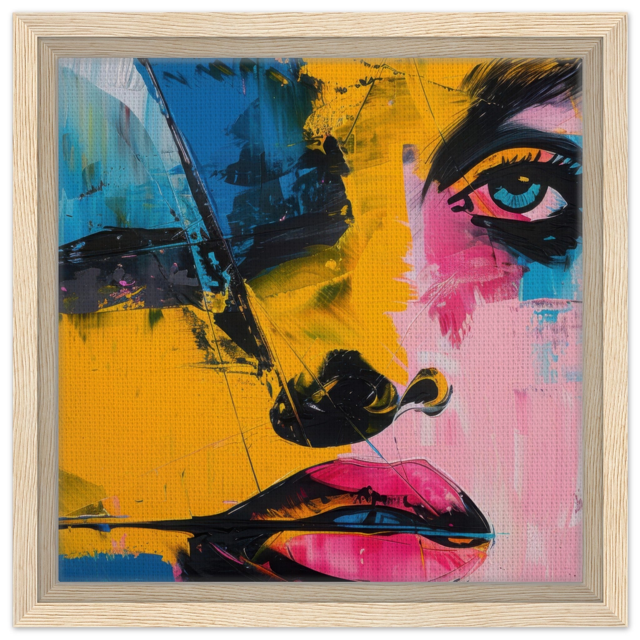 Framed Canvas Square - Swedish popart in abstract style 3 - Shop Ai Art WebShop - Digital Art online Store