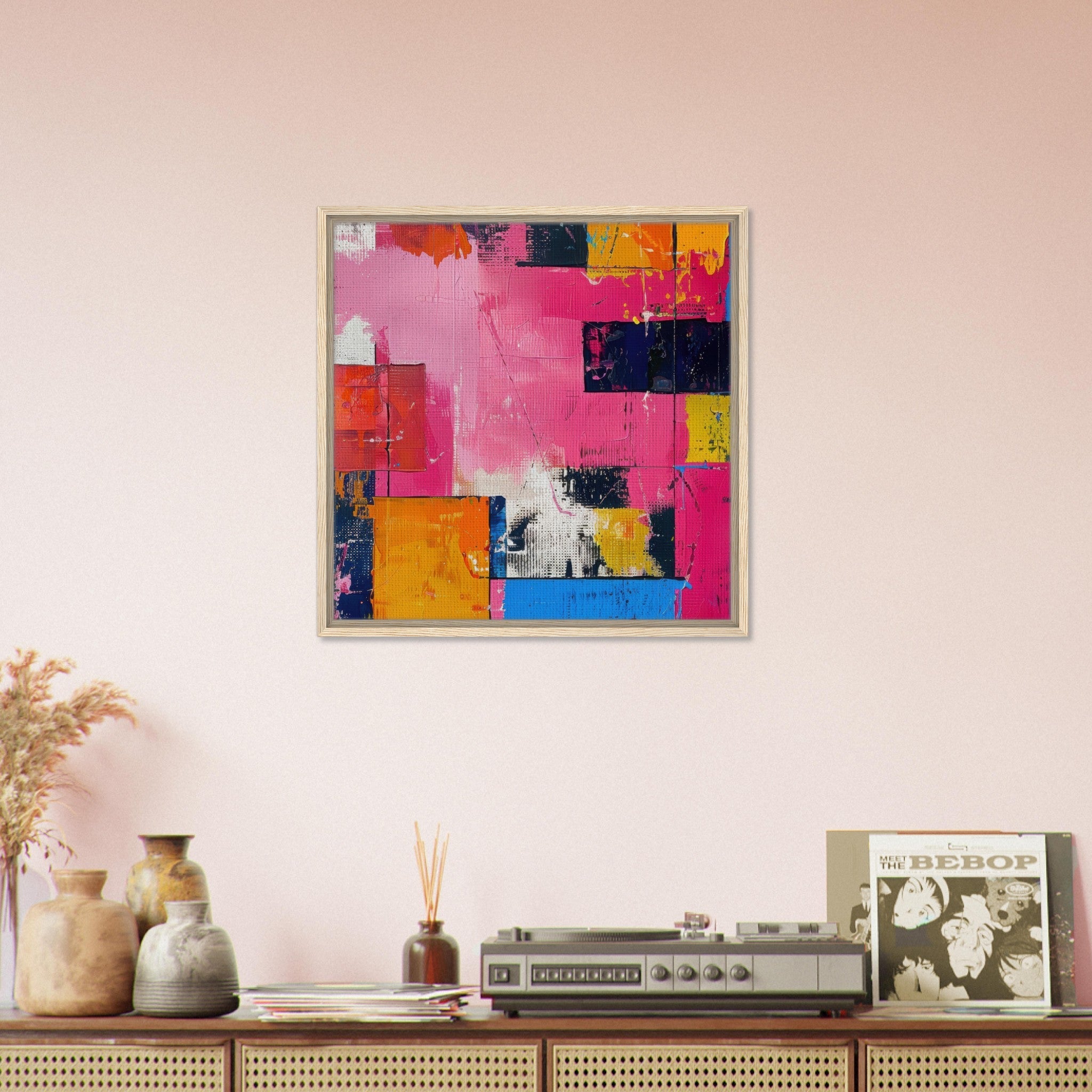 Framed Canvas Square - Swedish popart in abstract style 5 - Shop Ai Art WebShop - Digital Art online Store