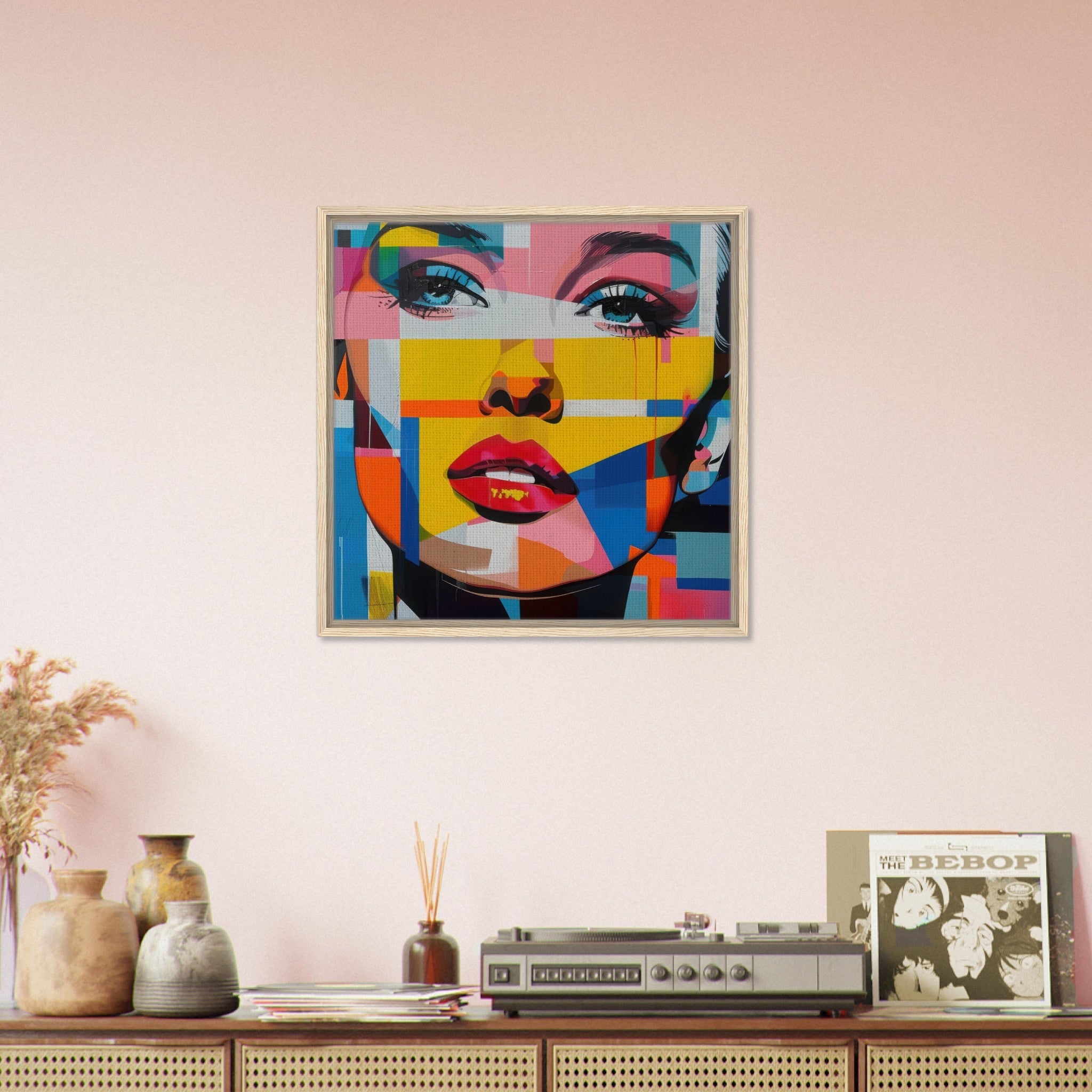 Framed Canvas Square - Swedish popart in abstract style 7 - Shop Ai Art WebShop - Digital Art online Store