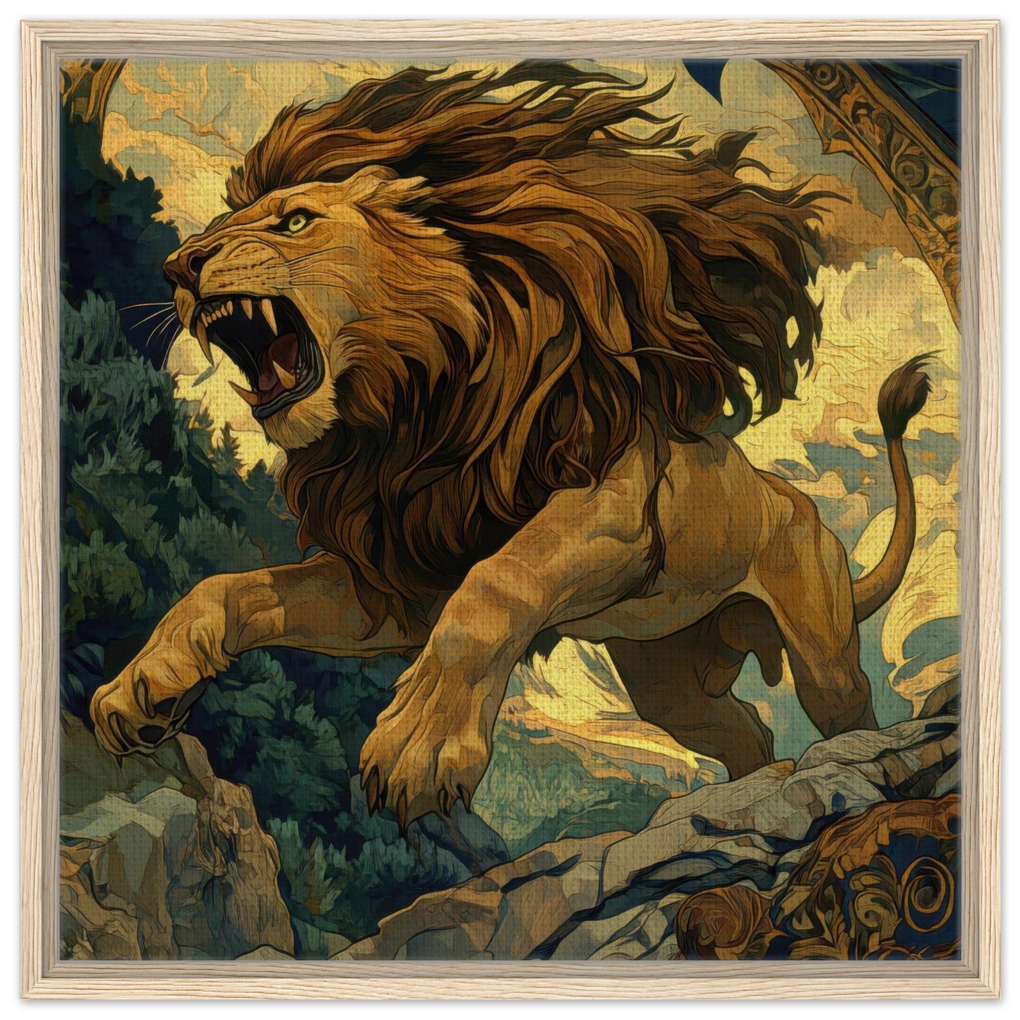 Framed Canvas Square - The Nemean Lion - Shop Ai Art WebShop - Digital Art online Store