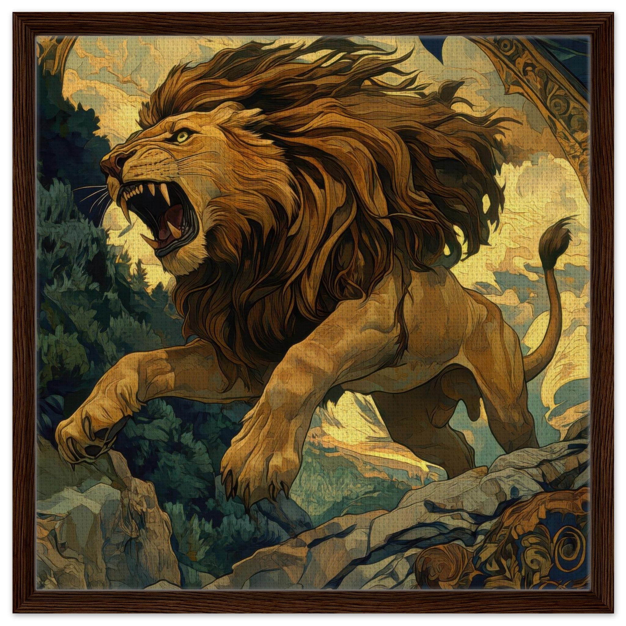 Framed Canvas Square - The Nemean Lion - Shop Ai Art WebShop - Digital Art online Store