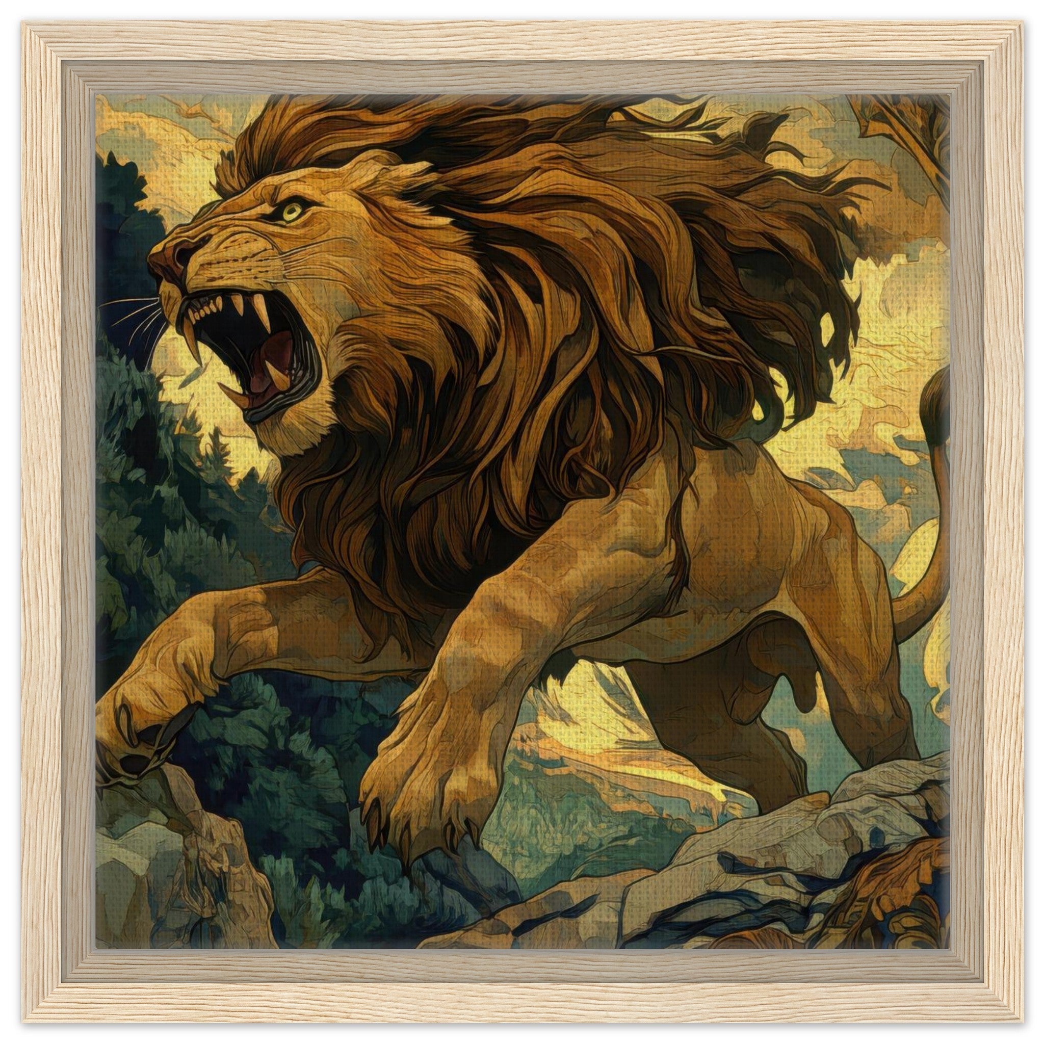 Framed Canvas Square - The Nemean Lion - Shop Ai Art WebShop - Digital Art online Store